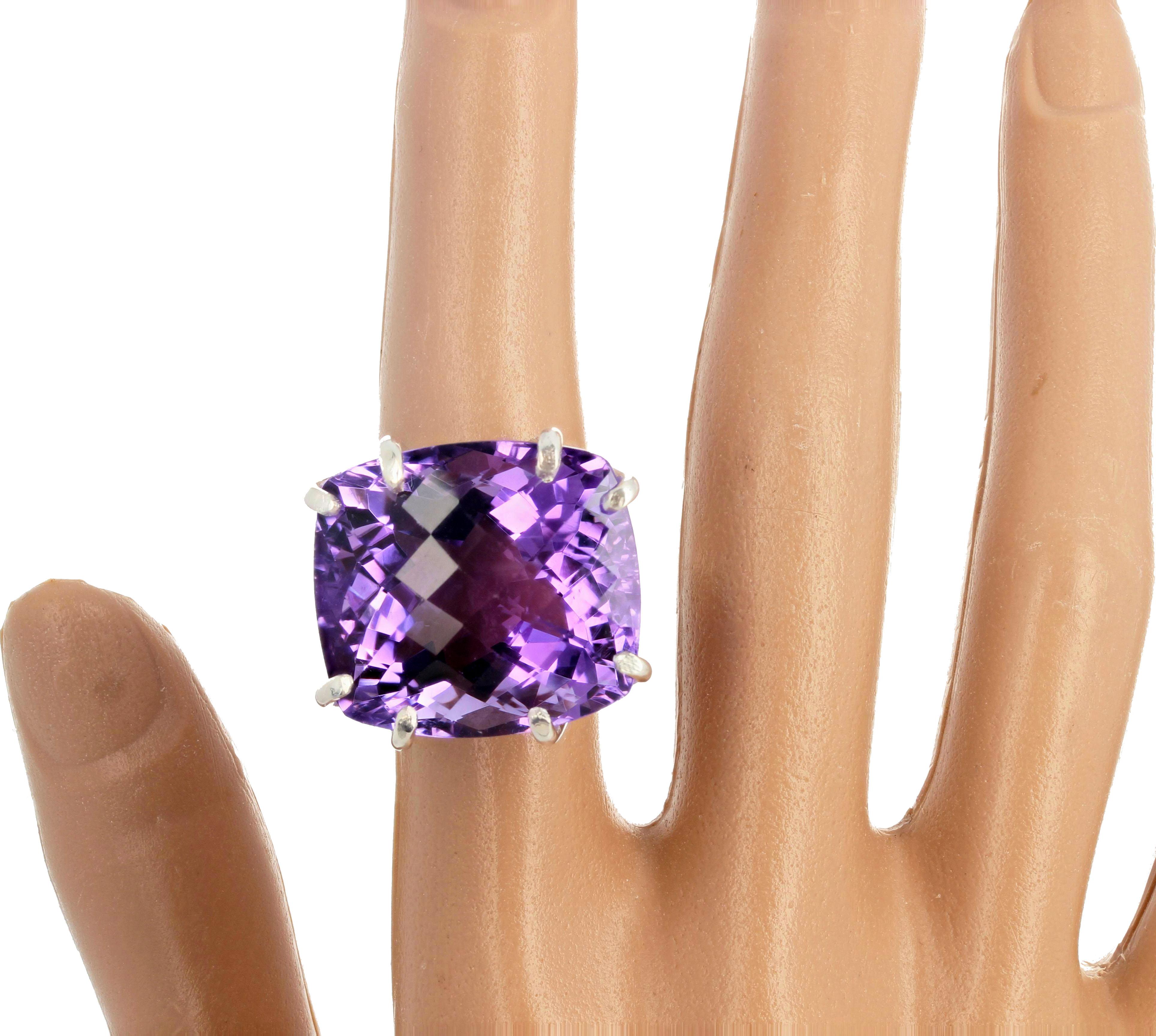 AJD Magnificent Whoppingly Enormous 44 Carat Exquisite Amethyst Silver Ring 1