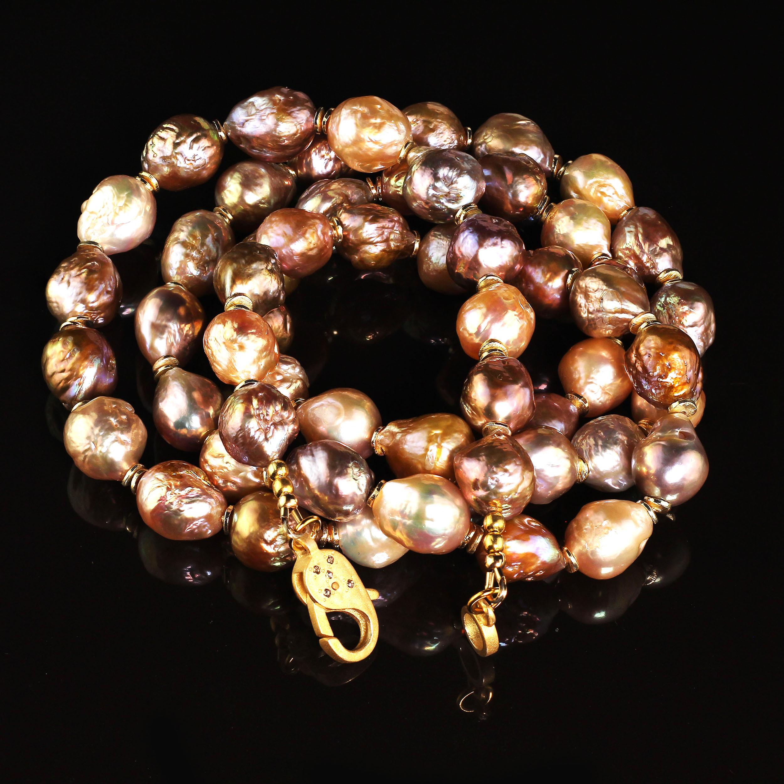 Women's or Men's AJD Natural Color Multi-Tone Baroque Pearl Necklace  June Birthstone