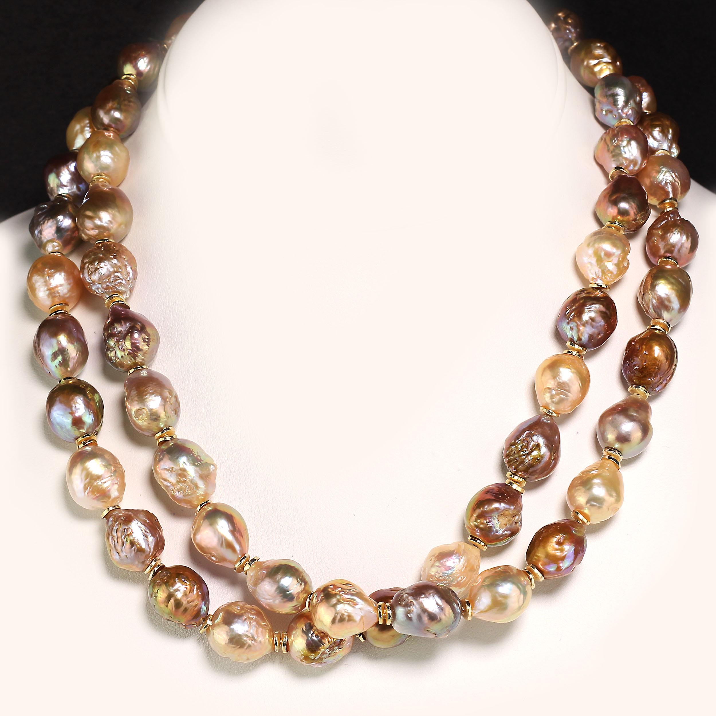 Bead AJD Natural Color Multi-Tone Baroque Pearl Necklace  June Birthstone