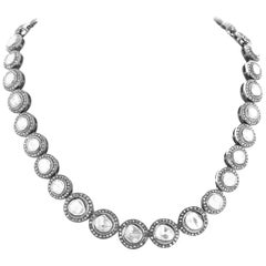 AJD Elegant Natural Real White Diamond Sterling Silver Necklace