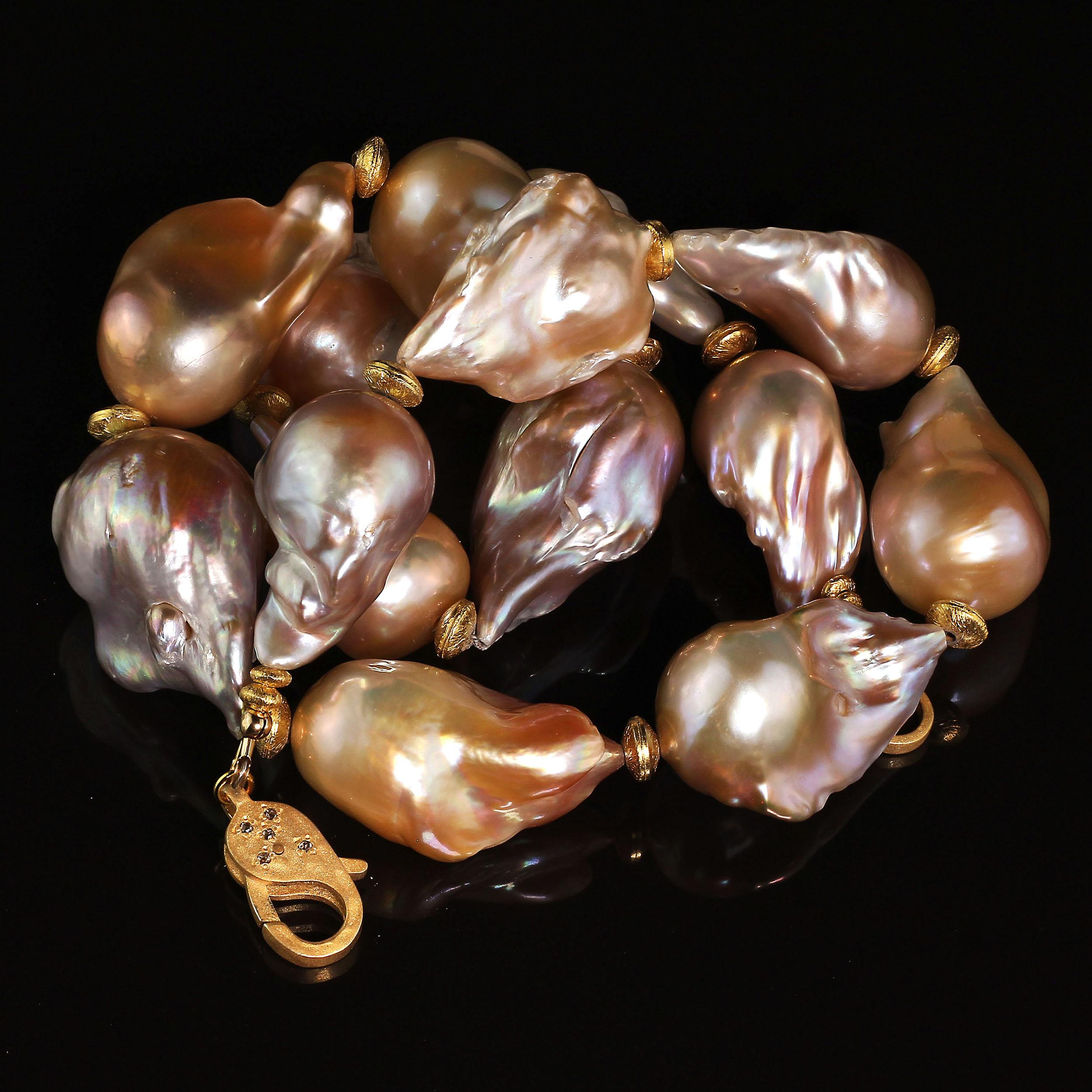 Women's or Men's AJD 21 Inch Natural Luscious, Lustrous Baroque Pearl Necklace  June Birthstone