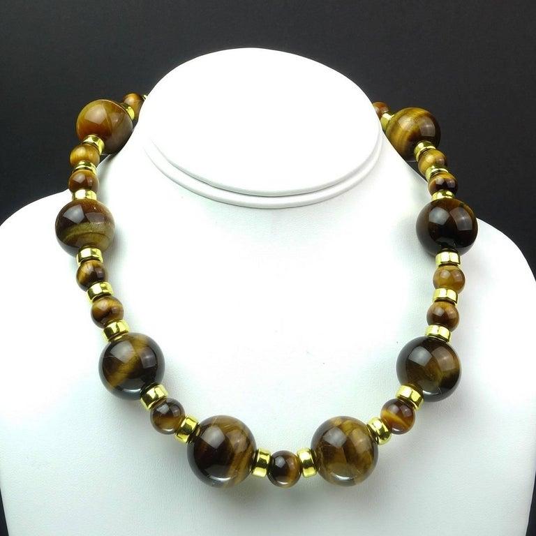 Artisan AJD Necklace of Two Sizes of Chatoyant Tiger’s Eye