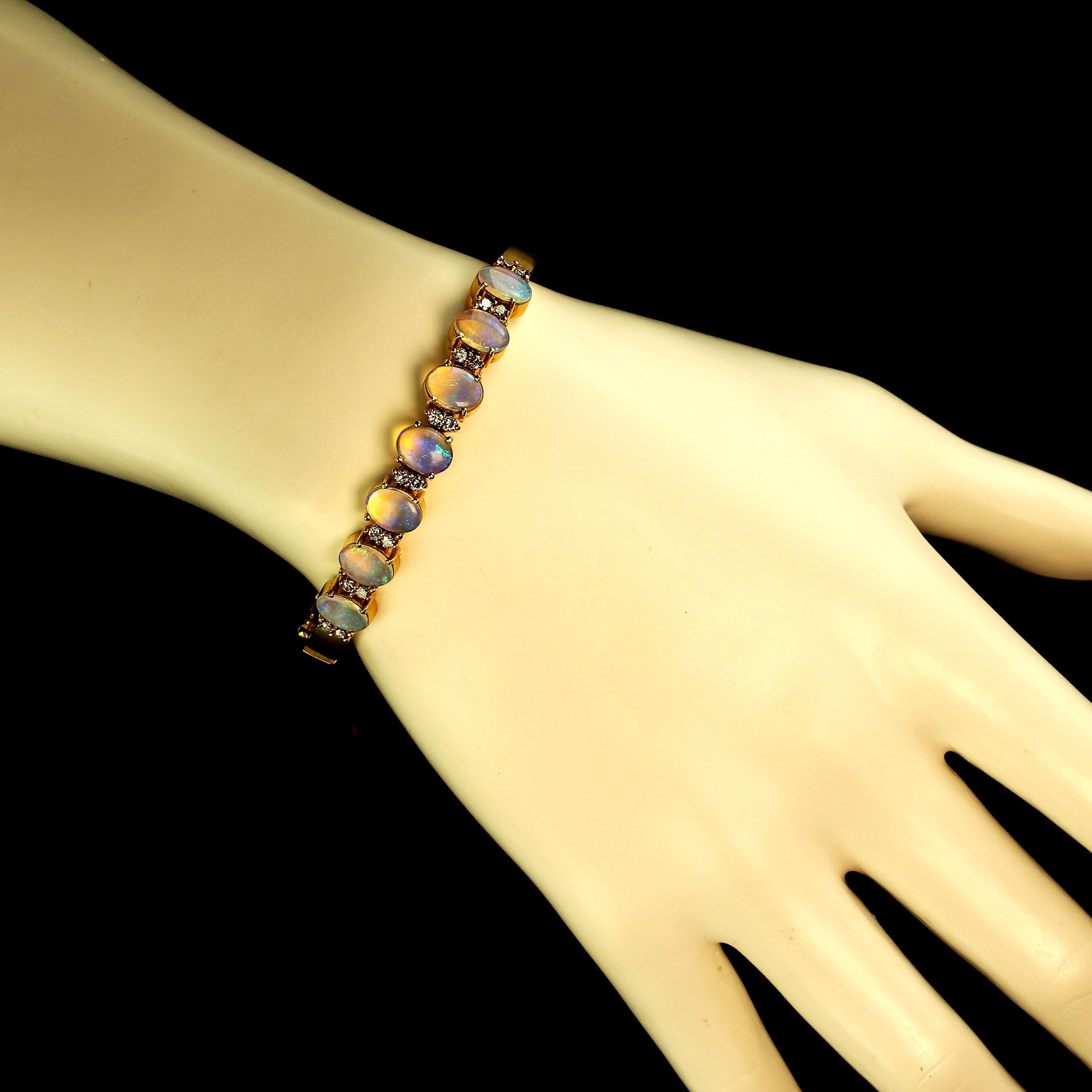 Opal, Diamond, and 18 Karat Yellow Gold Bracelet 1