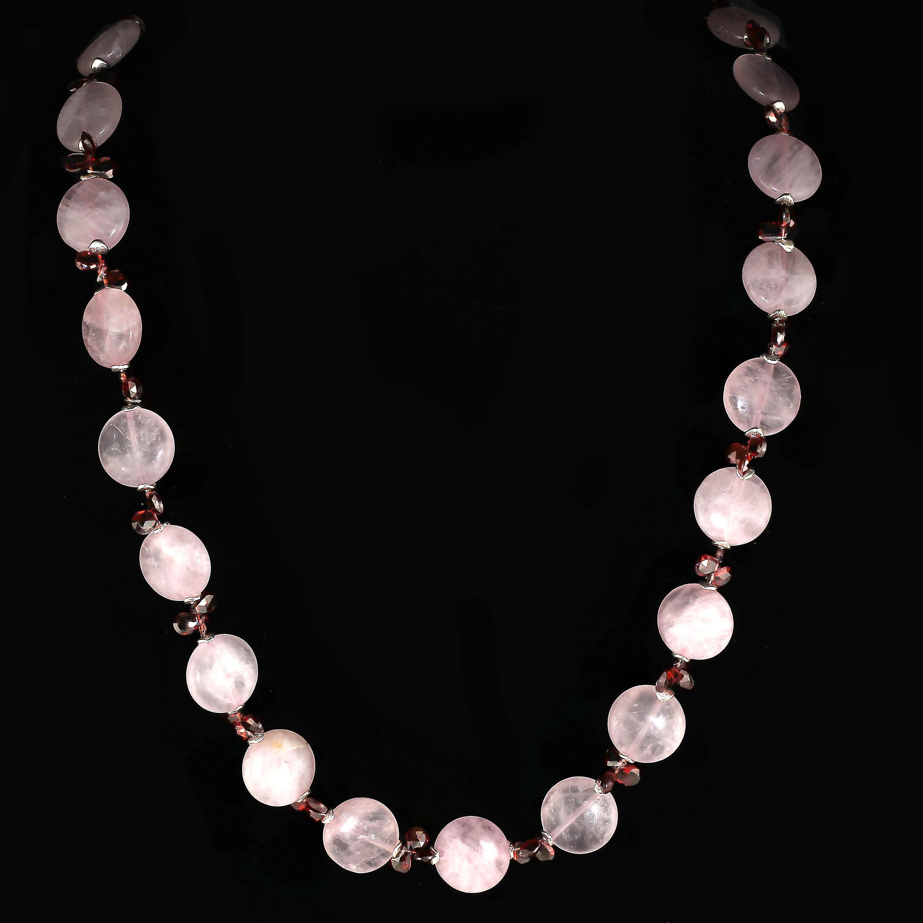 Briolette Cut AJD Unique Garnet and Rose Quartz Necklace  Great Gift! For Sale