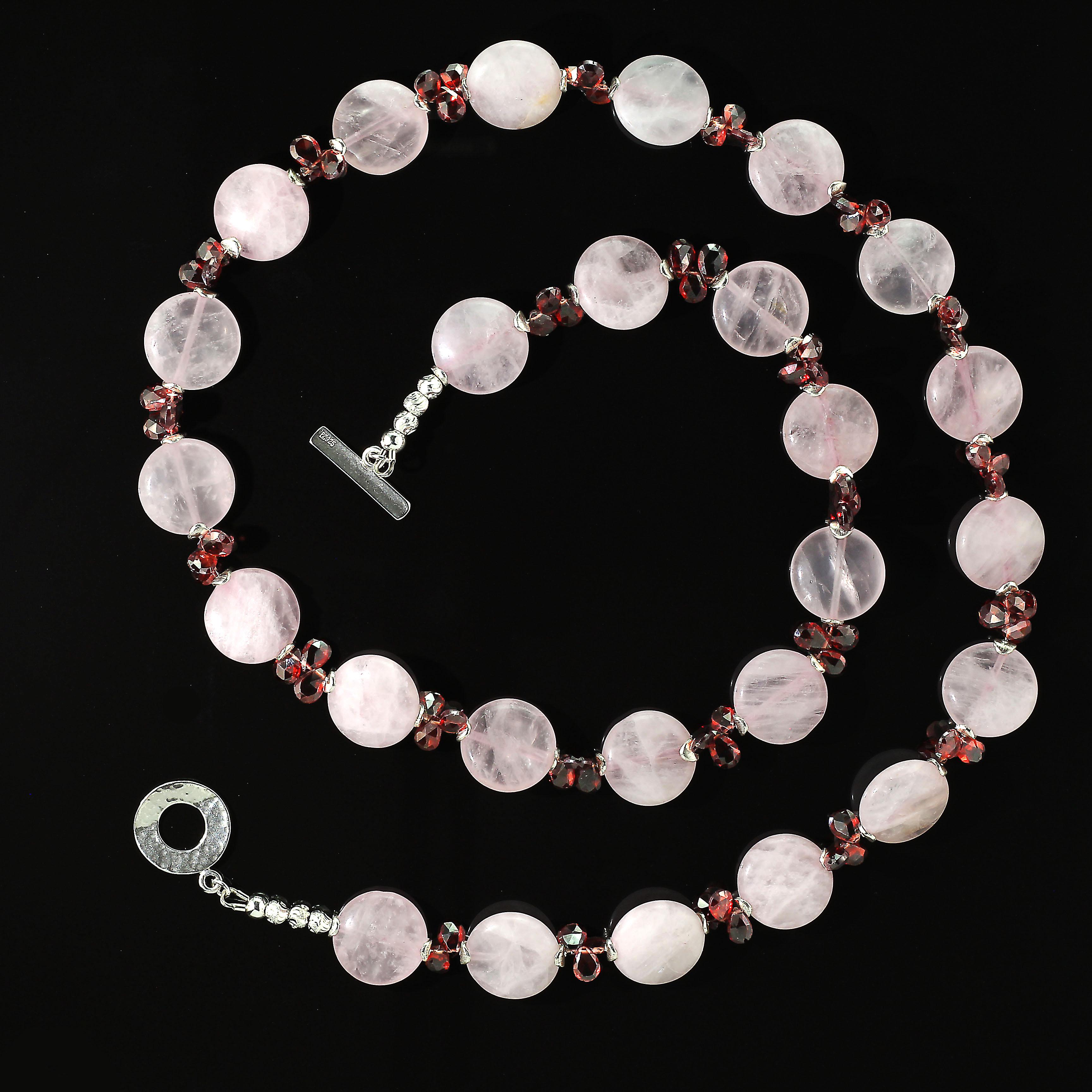 AJD Unique Garnet and Rose Quartz Necklace  Great Gift! In New Condition For Sale In Raleigh, NC