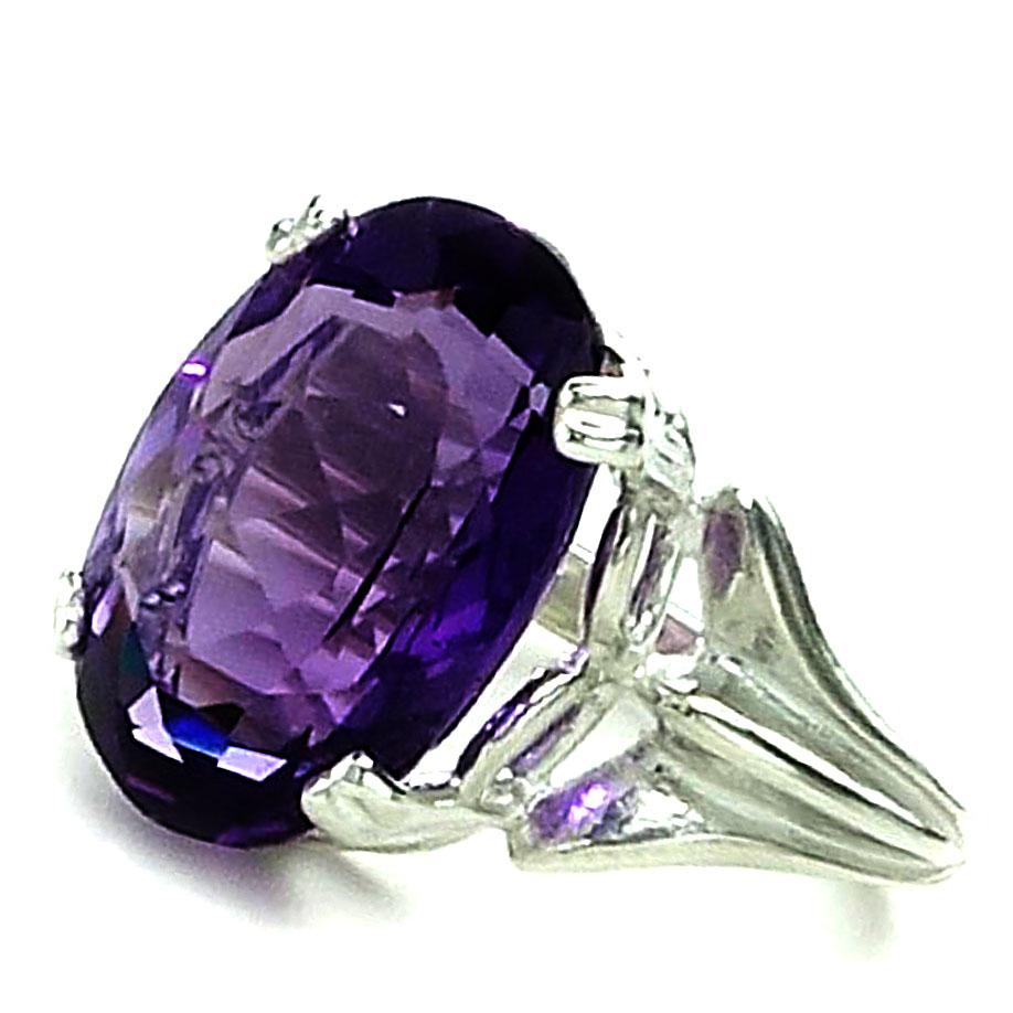 Oval Cut Gemjunky Oval Amethyst in Sterling Silver Ring February Birthstone