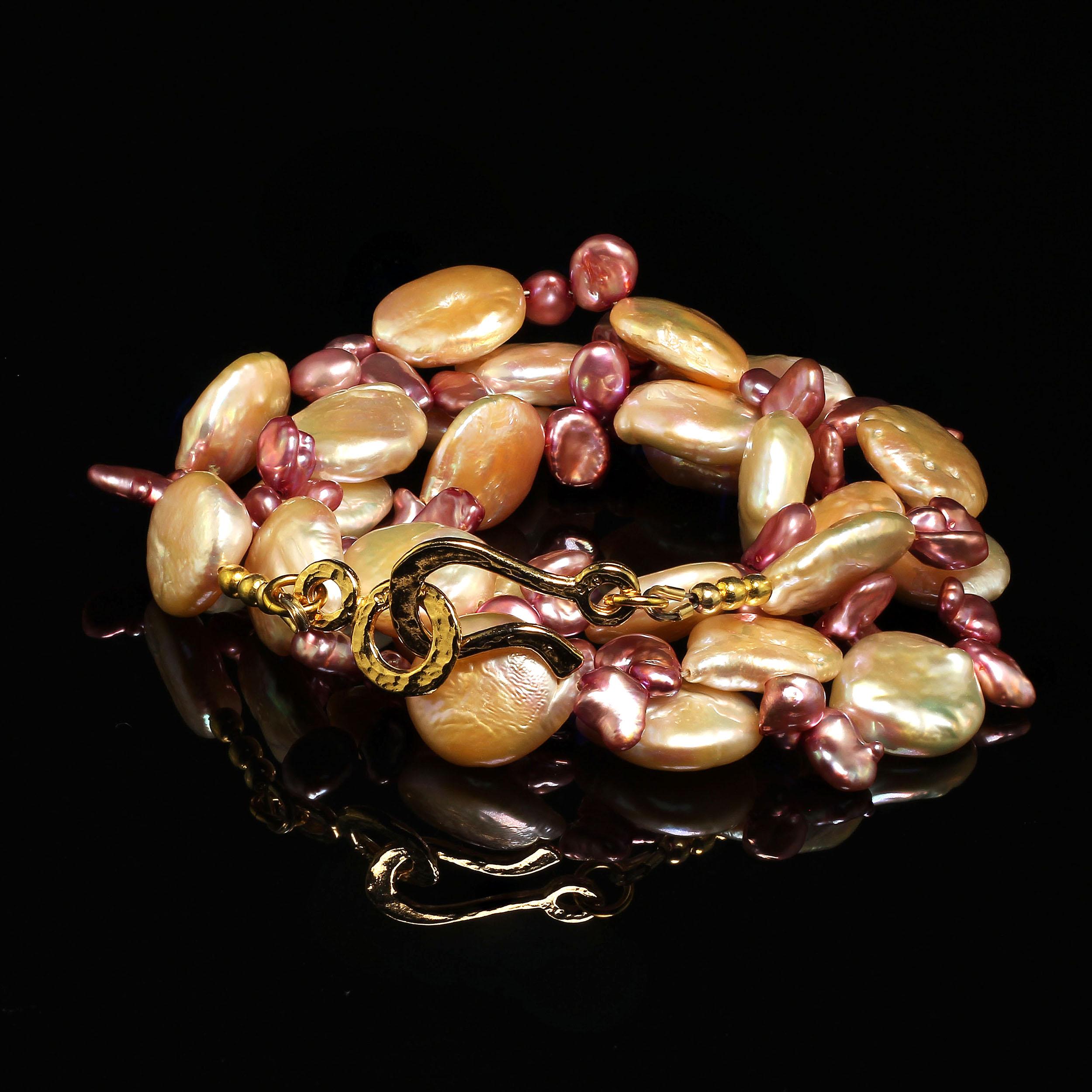 Halskette aus AJD Münzeperlen und Mauve Briolette-Perlen  Juni Geburtsstein  Tolles Geschenk!! im Angebot 5