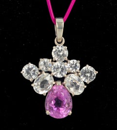 Ciondolo in argento sterling AJD con Kunzite rosa e Topazio bianco reale intensamente scintillante