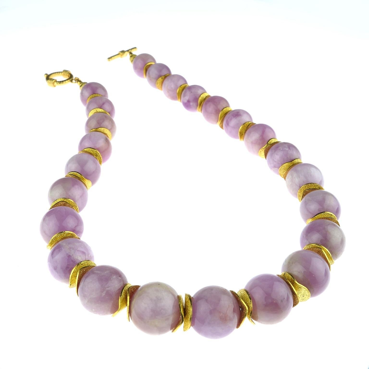 Artisan AJD Pink Kunzite with Goldy Accents 16 Inch Necklace For Sale