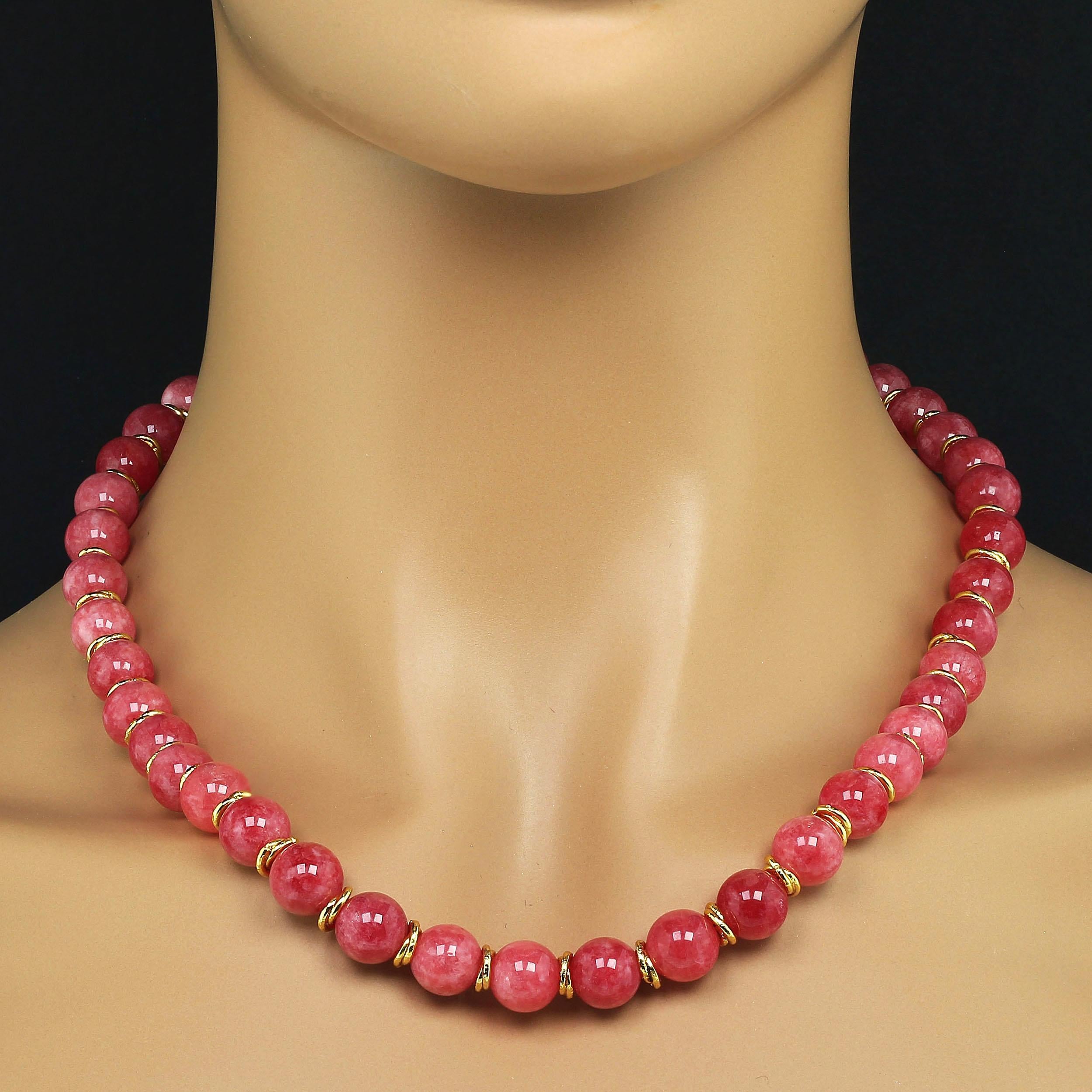 Artisan Rhodochrosite Tone Necklace with Goldy Accents