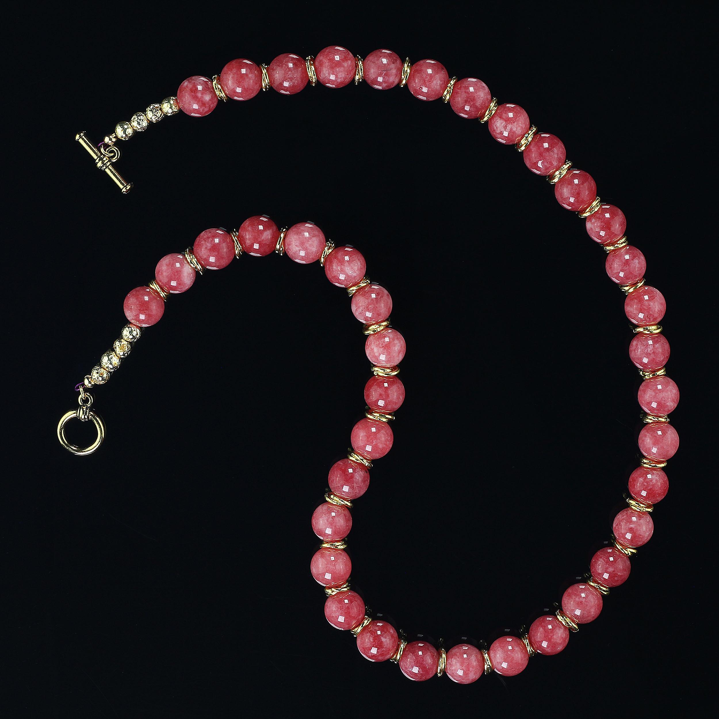 Rhodochrosite Tone Necklace with Goldy Accents In New Condition In Raleigh, NC