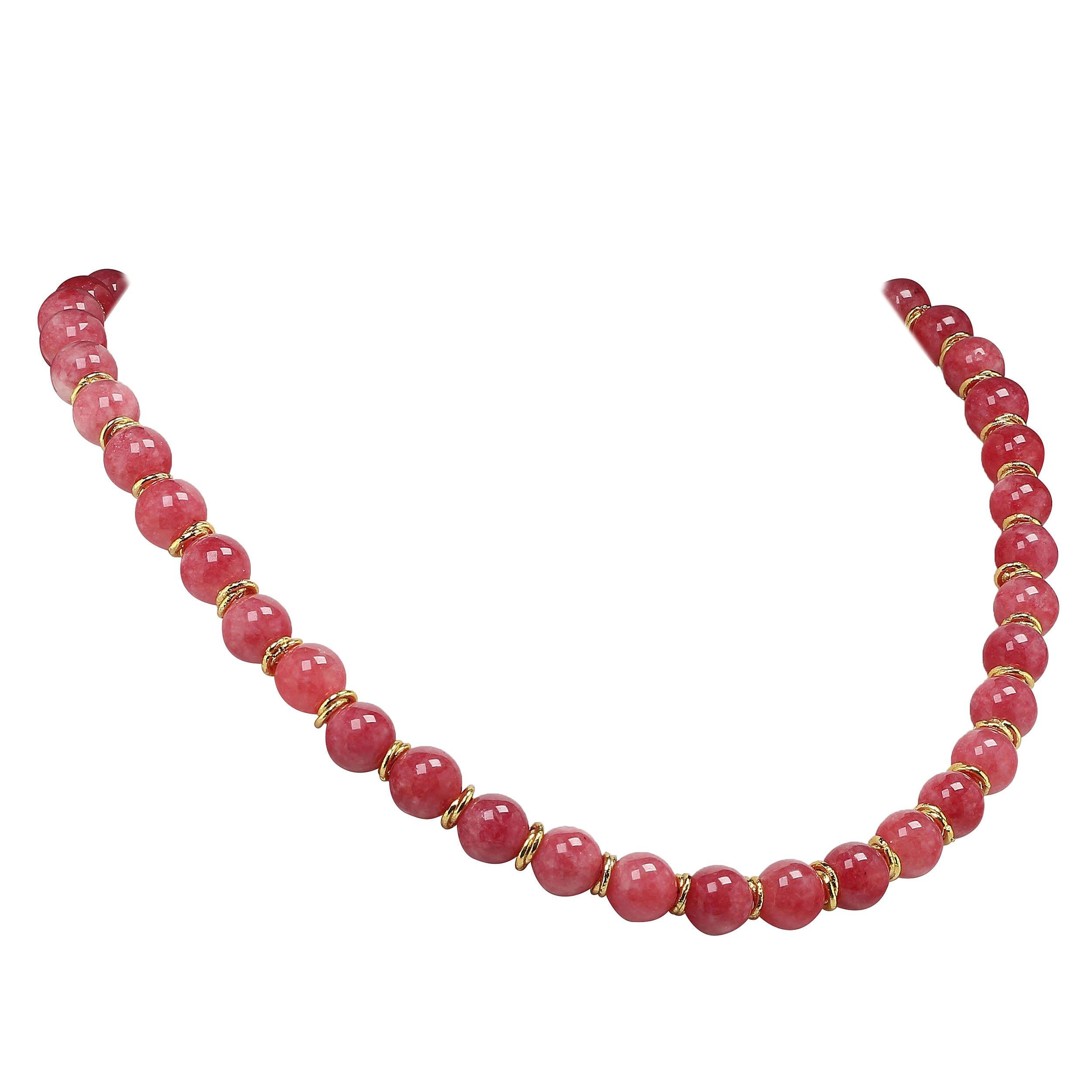 Rhodochrosite Tone Necklace with Goldy Accents