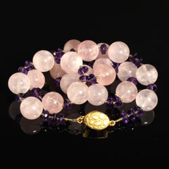 AJD Translucent Rose Quartz and Amethyst Necklace