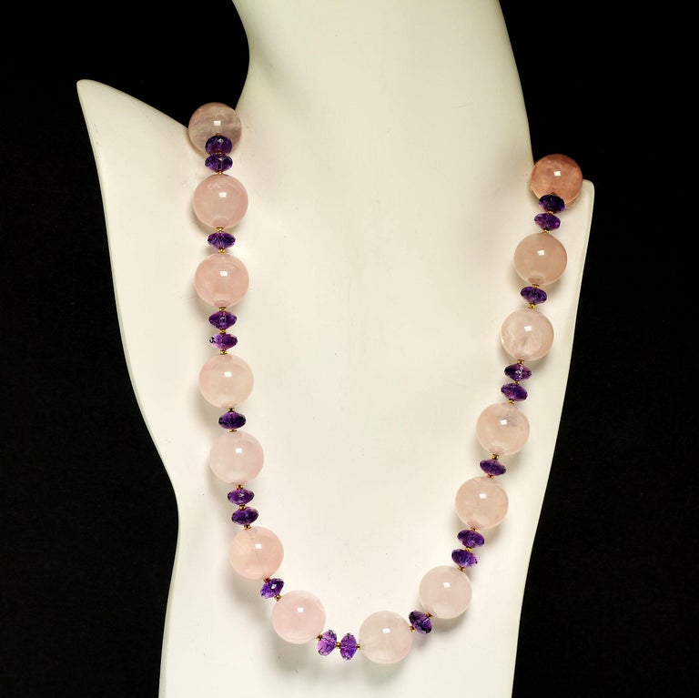 Bead AJD Translucent Rose Quartz and Amethyst Necklace