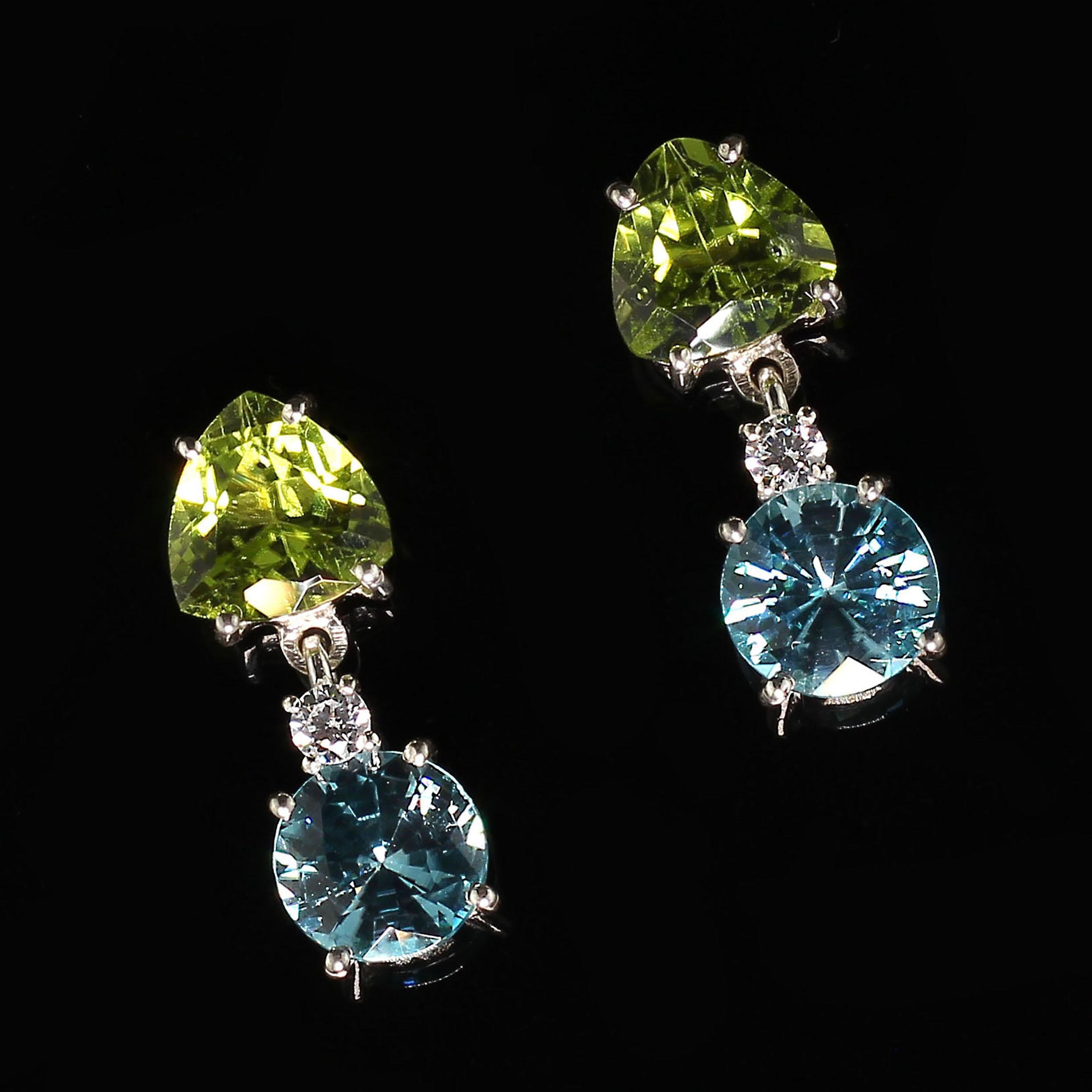 Artisan AJD Scintillating Blue and Green Gemstone Dangle Earrings