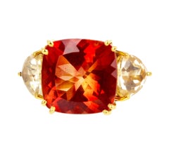 AJD  Andecine & Glittering Citrine Ring & Zircon + Spessartite Earrings