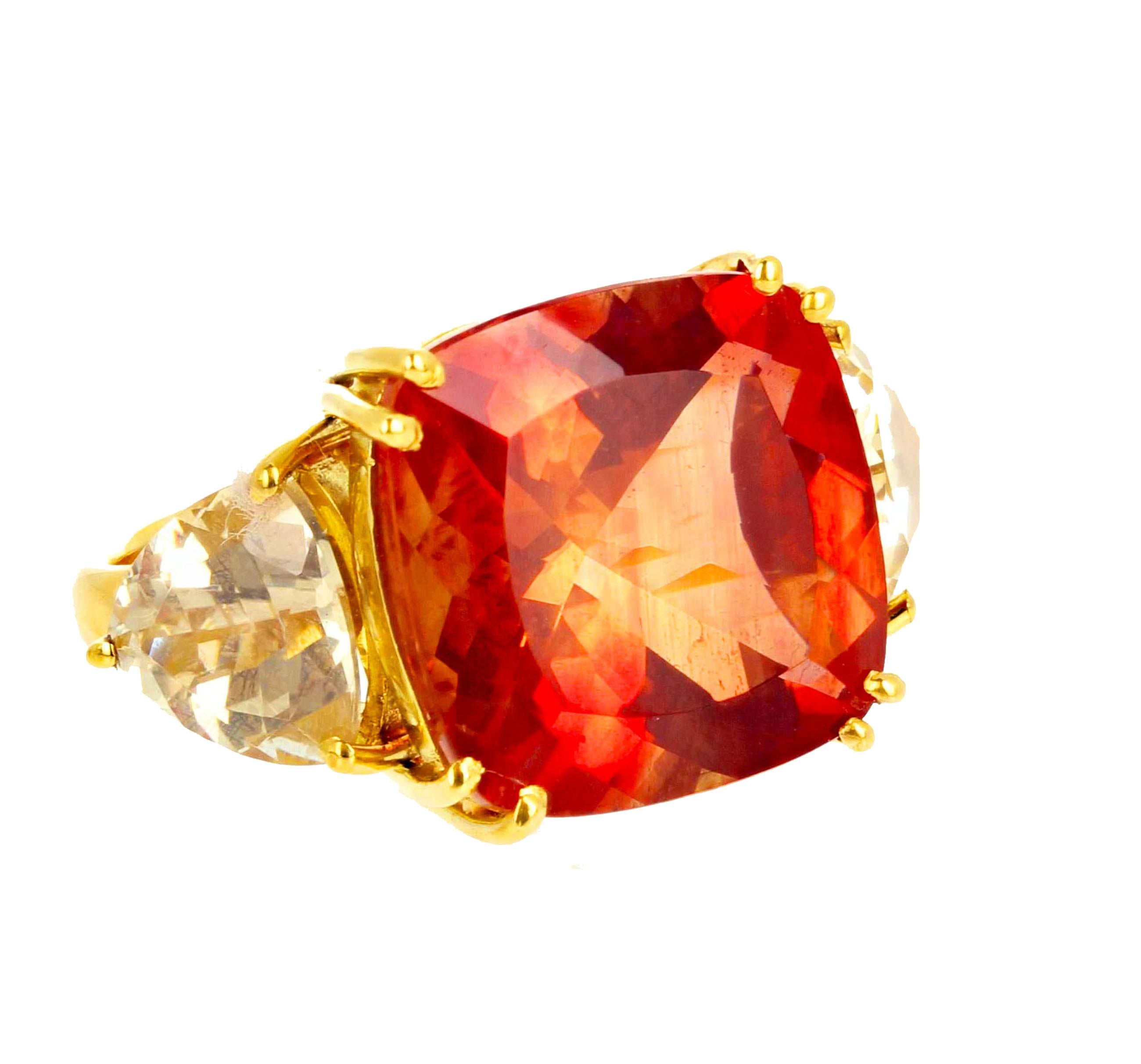 AJD  Andecine & Glittery Citrine Ring & Zircon + Spessartite Earrings  For Sale 2