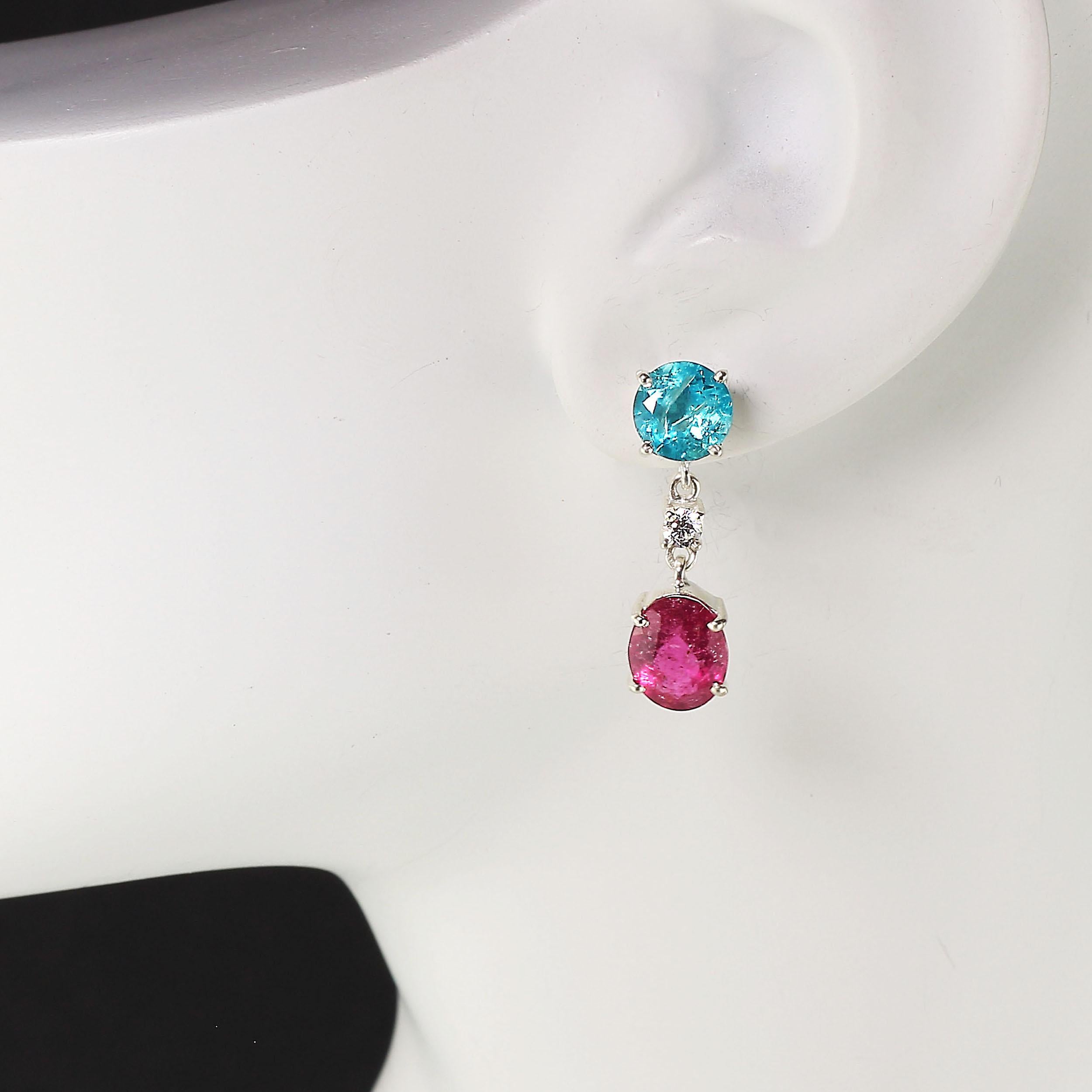 AJD Sizzling Rosa und Blau/Grün drehbare Ohrringe (Kunsthandwerker*in) im Angebot
