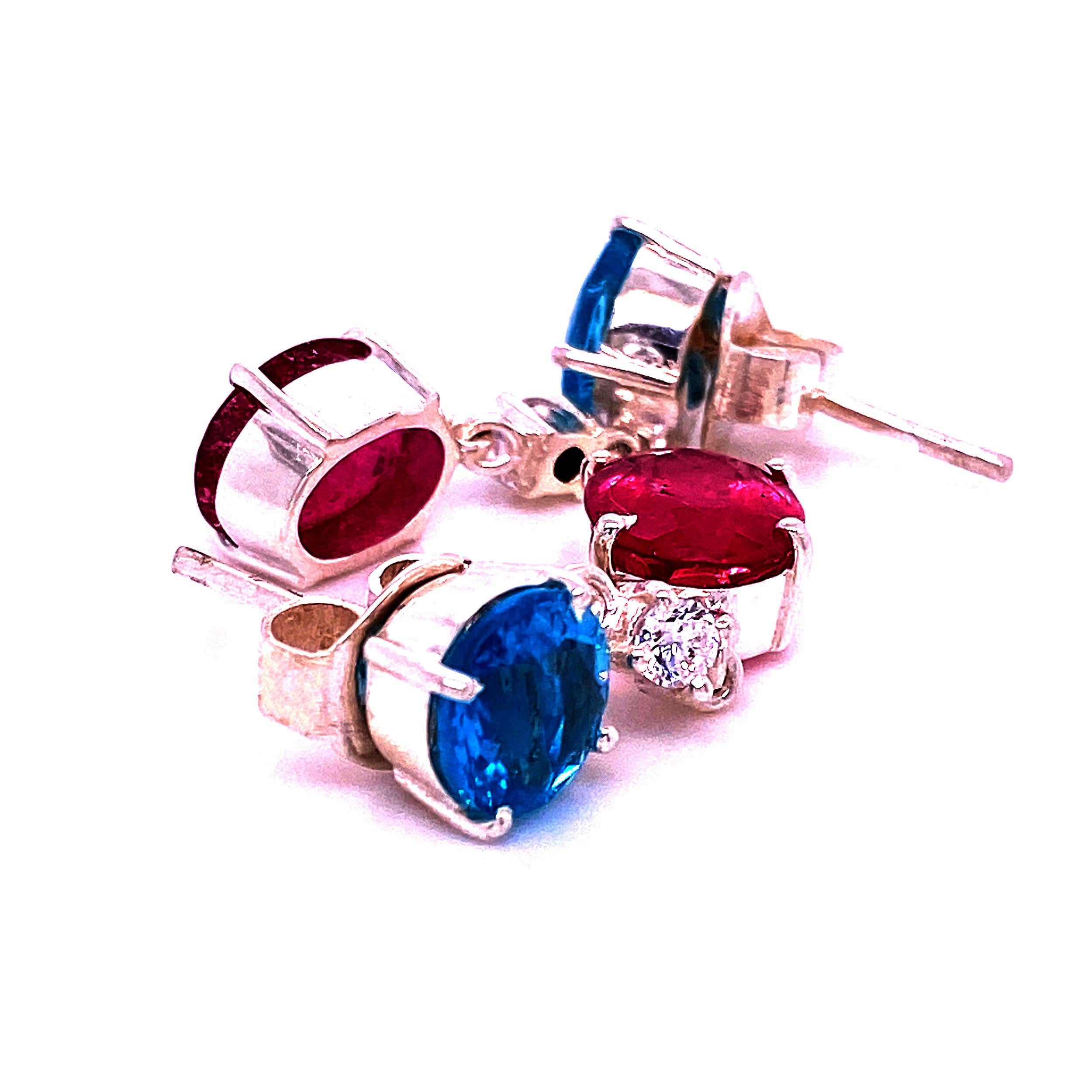 Women's or Men's AJD Sizzling Pink and Blue/Green Swinging Earrings For Sale