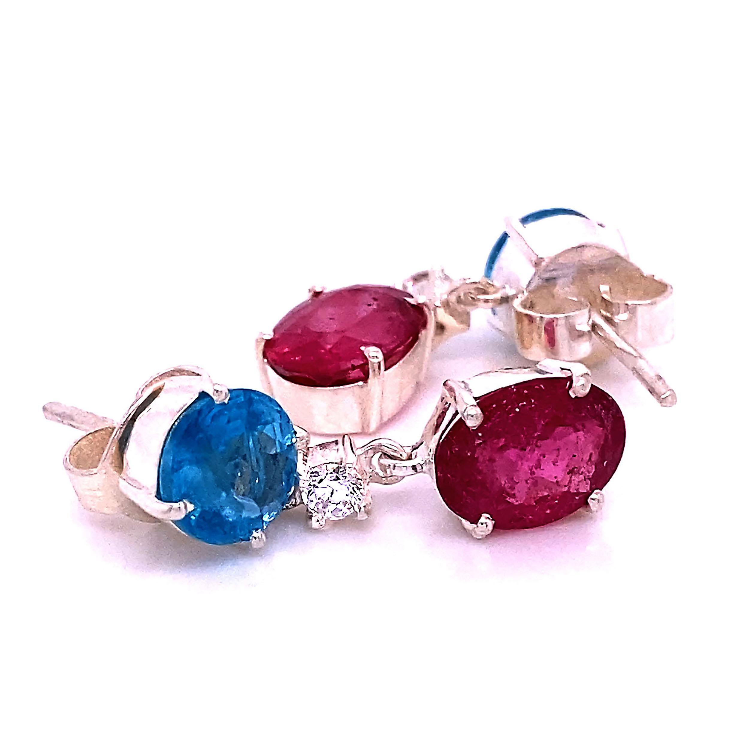 AJD Sizzling Pink and Blue/Green Swinging Earrings For Sale 1