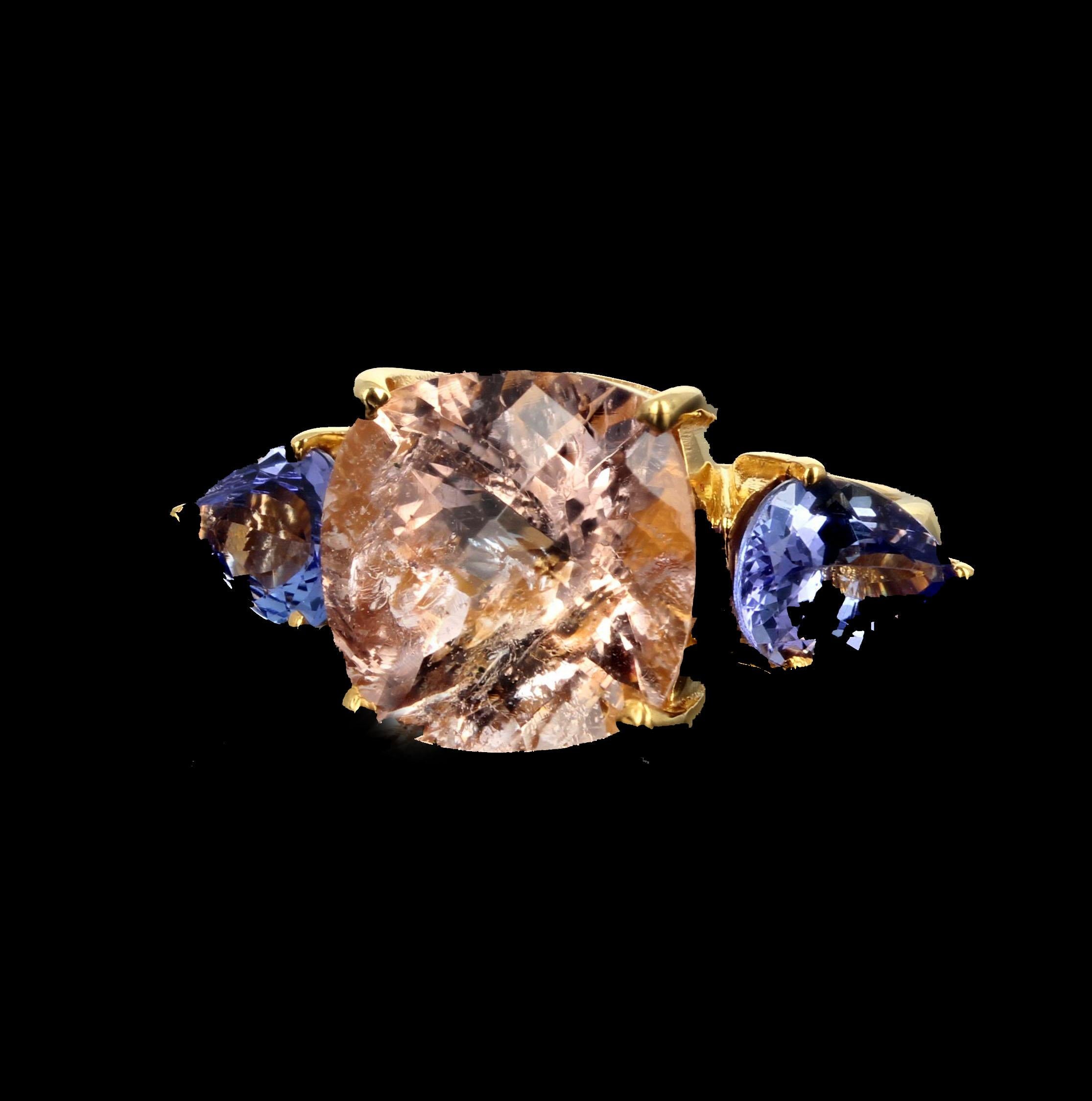 AJD Sophisticated Elegant 6.25Ct Blush Pink Morganite & Blue Tanzanite Ring 1