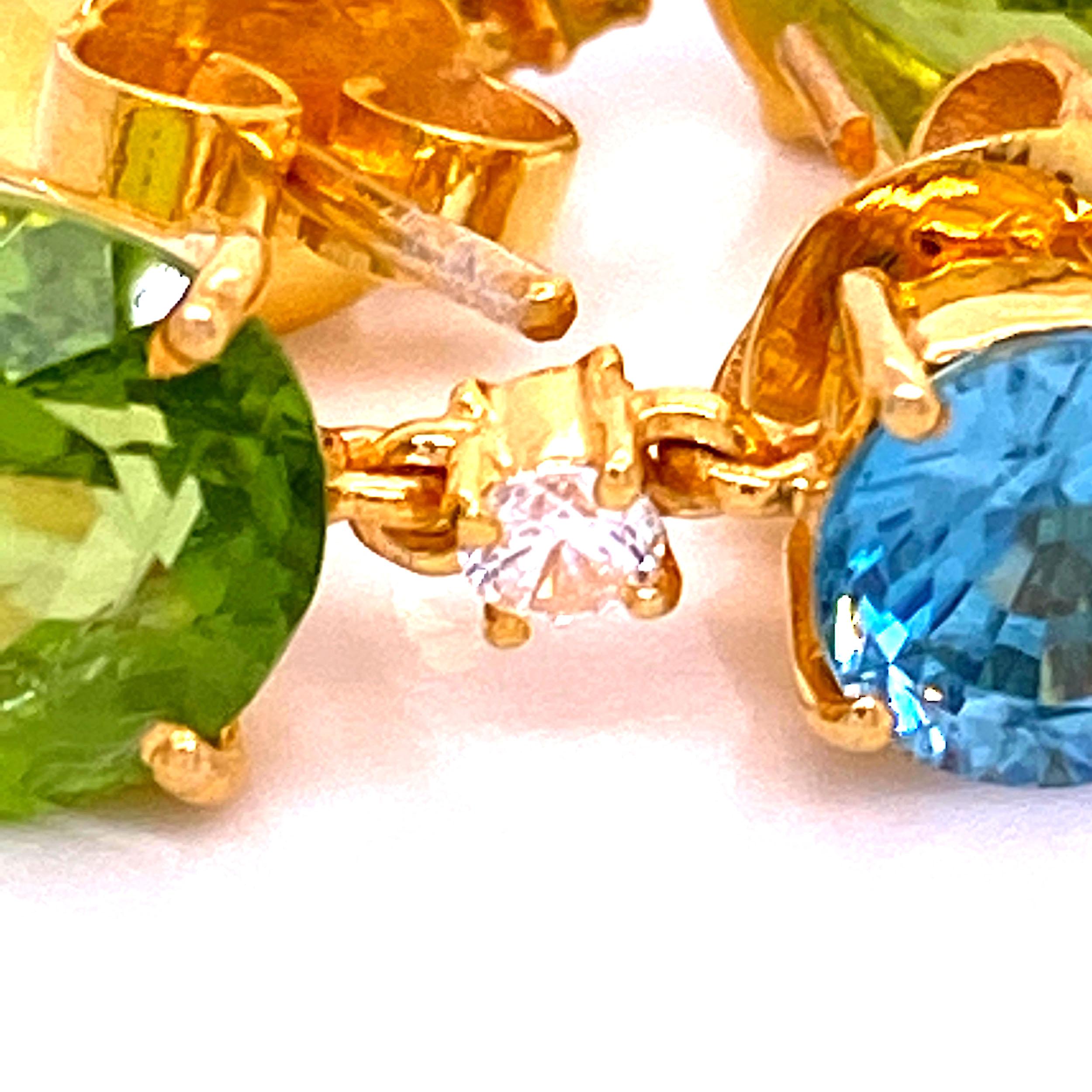 AJD Sparkling Blue Zircon and Green Peridot Earrings In New Condition In Raleigh, NC