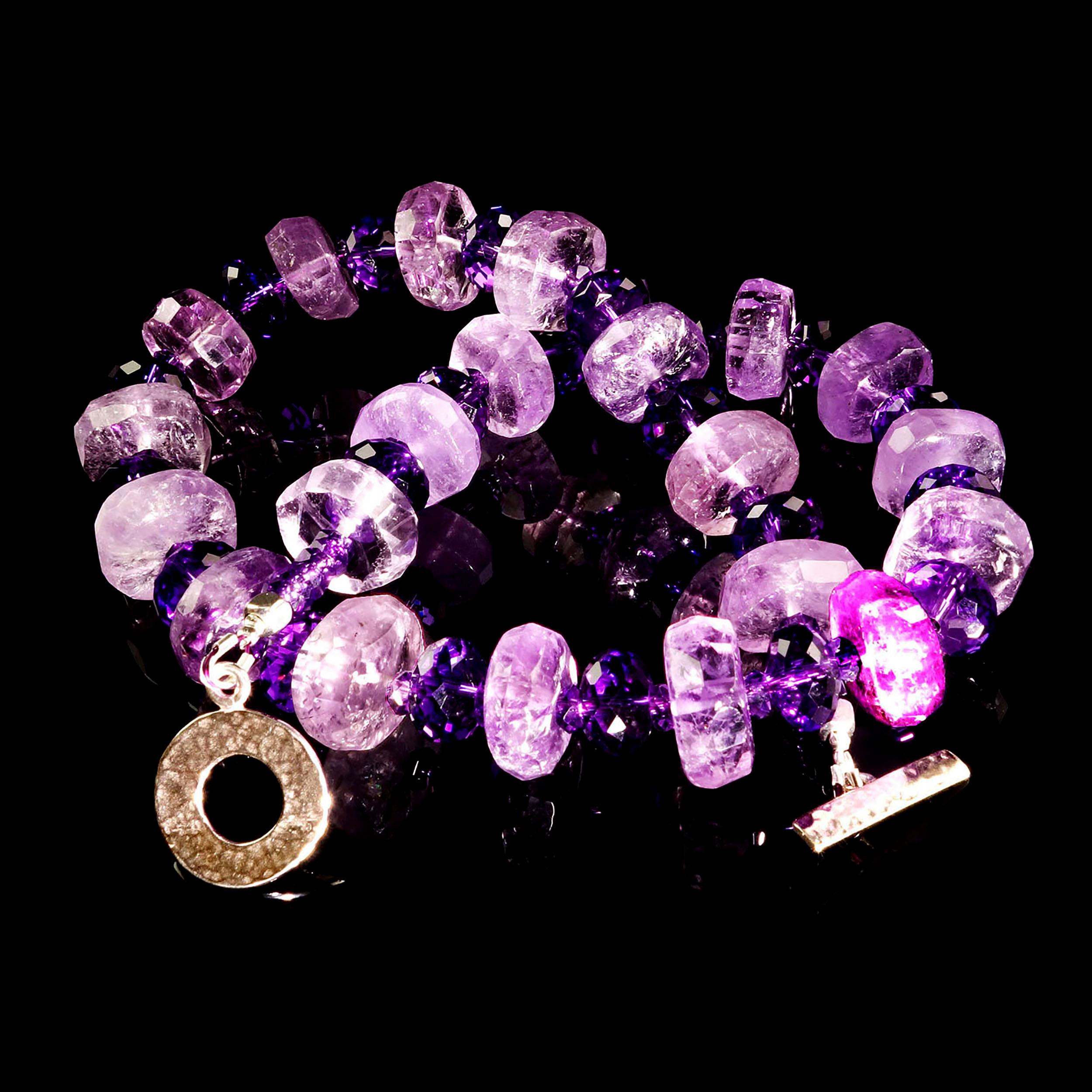16 Inch Sparkling Two tone Amethyst Choker Necklace February Birthstone In New Condition In Raleigh, NC