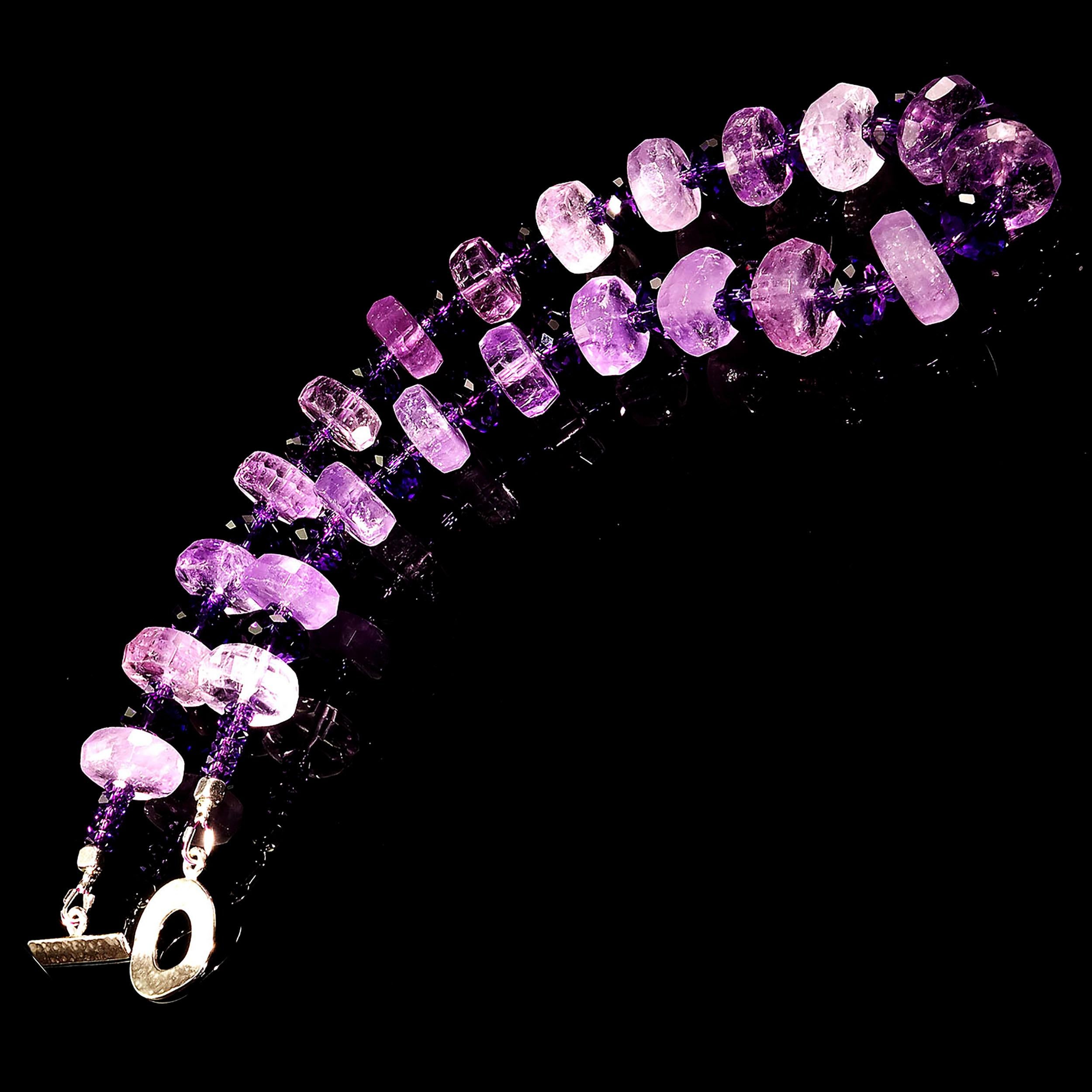 Women's or Men's 16 Inch Sparkling Two tone Amethyst Choker Necklace February Birthstone