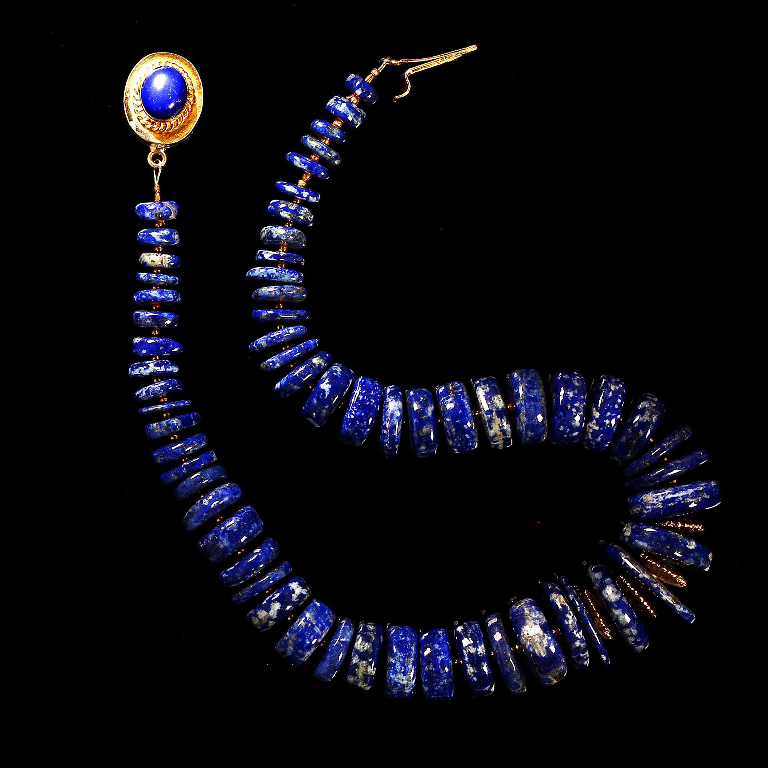 Women's or Men's Statement Lapis Lazuli Graduated Choker Necklace