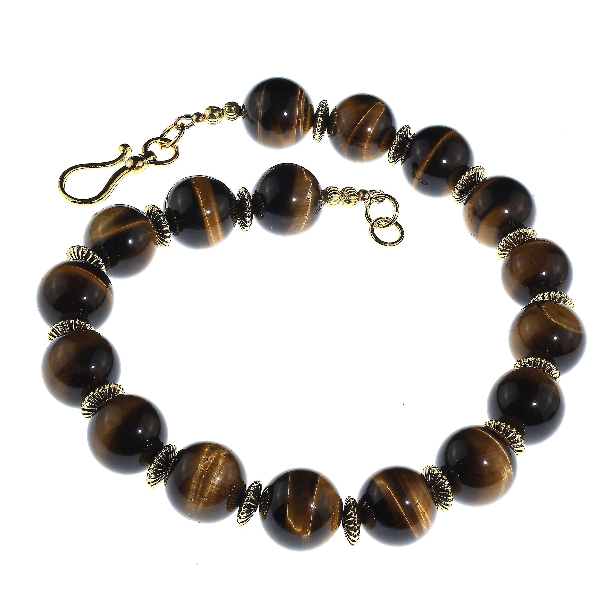 Artisan AJD Statement Necklace of Magnificent Glowing Tiger's Eye