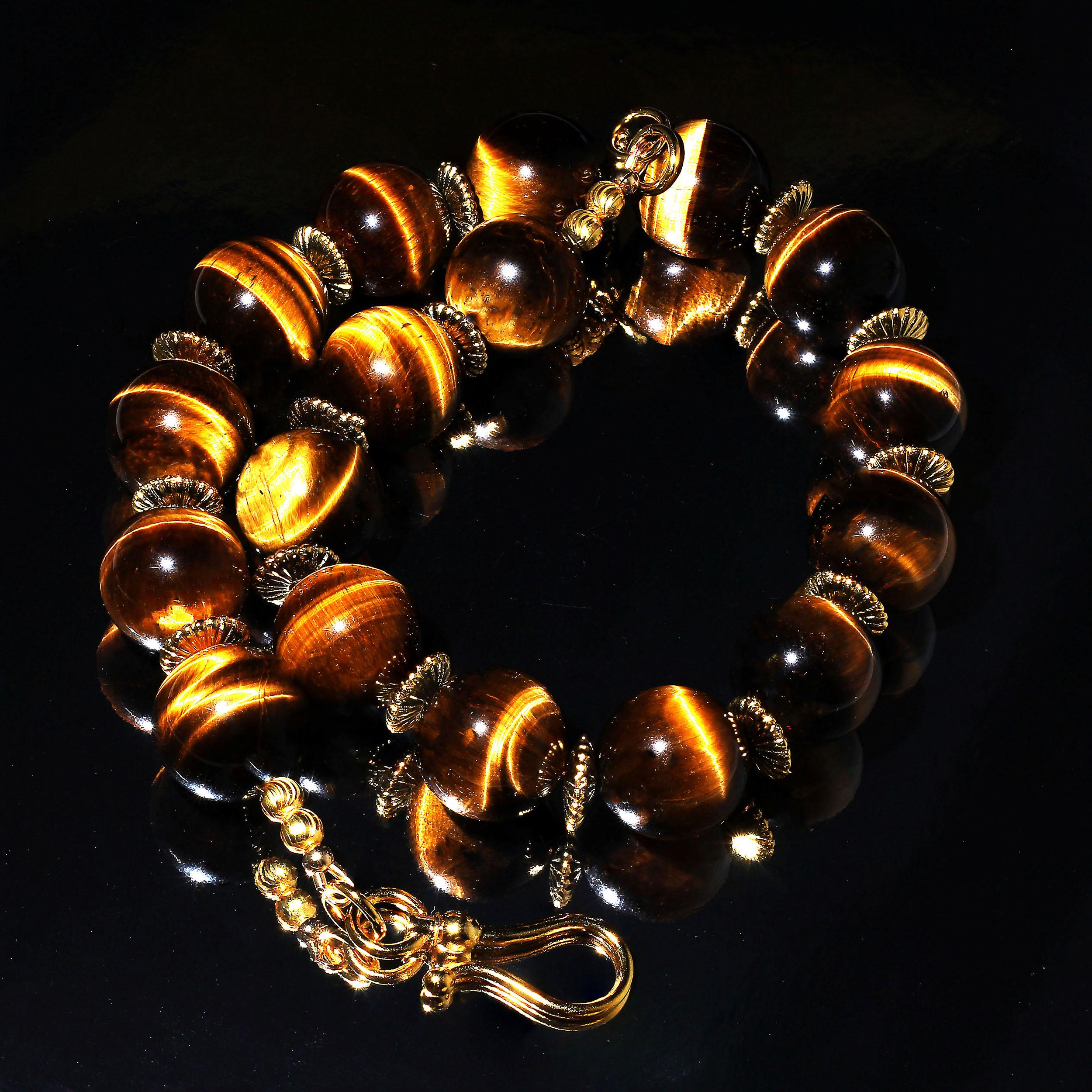 AJD Statement Necklace of Magnificent Glowing Tiger's Eye In New Condition In Raleigh, NC
