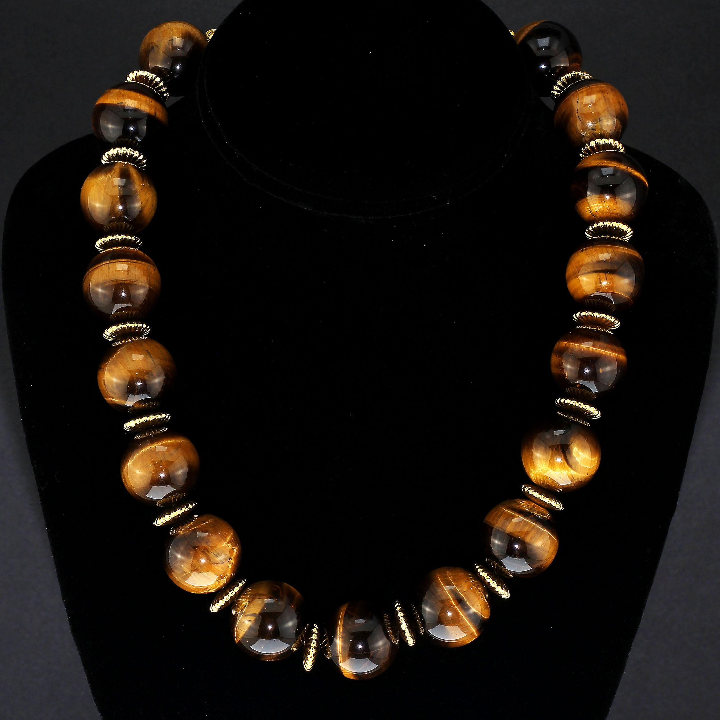 Women's or Men's AJD Statement Necklace of Magnificent Glowing Tiger's Eye