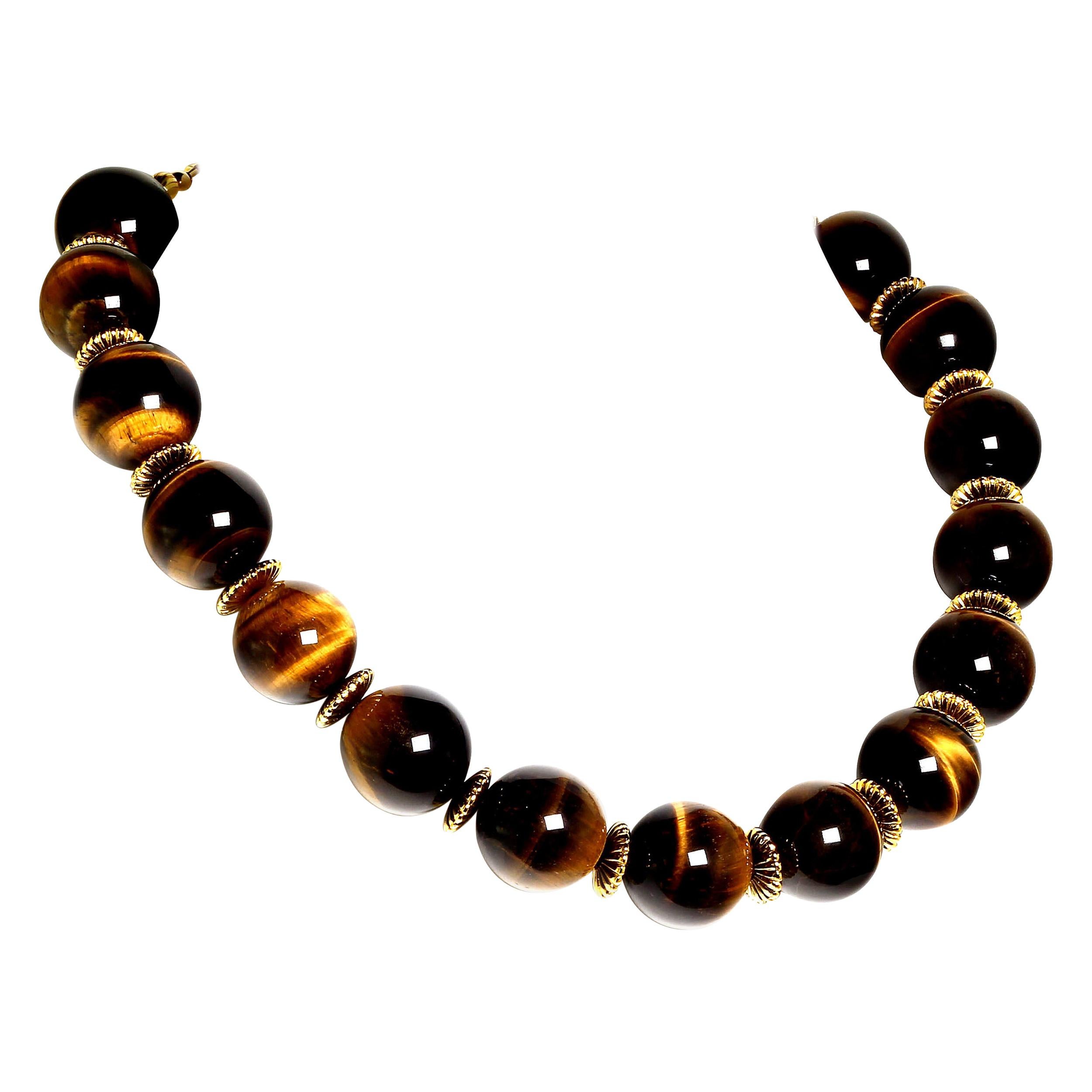 AJD Statement Necklace of Magnificent Glowing Tiger's Eye