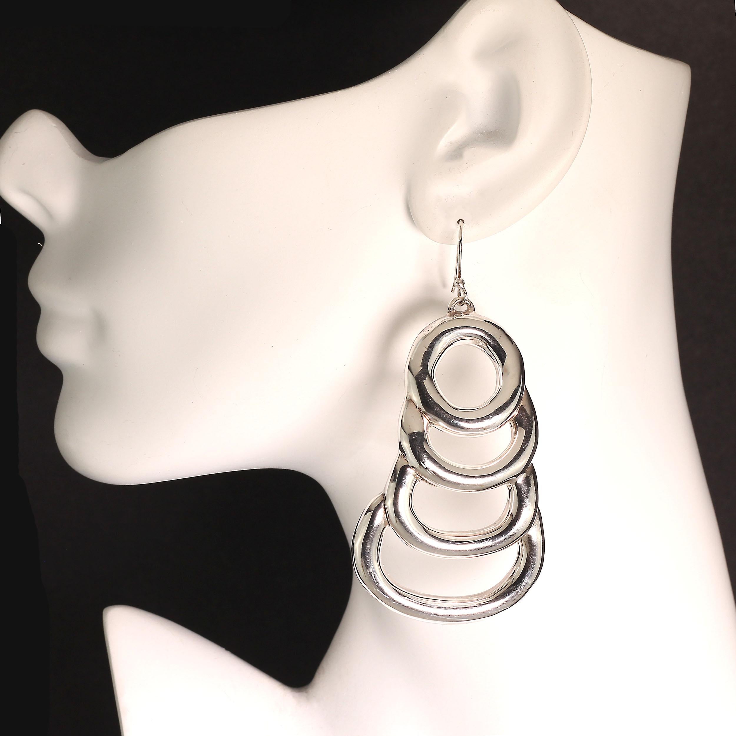 Contemporary AJD Statement Sterling Silver Long Light Earrings