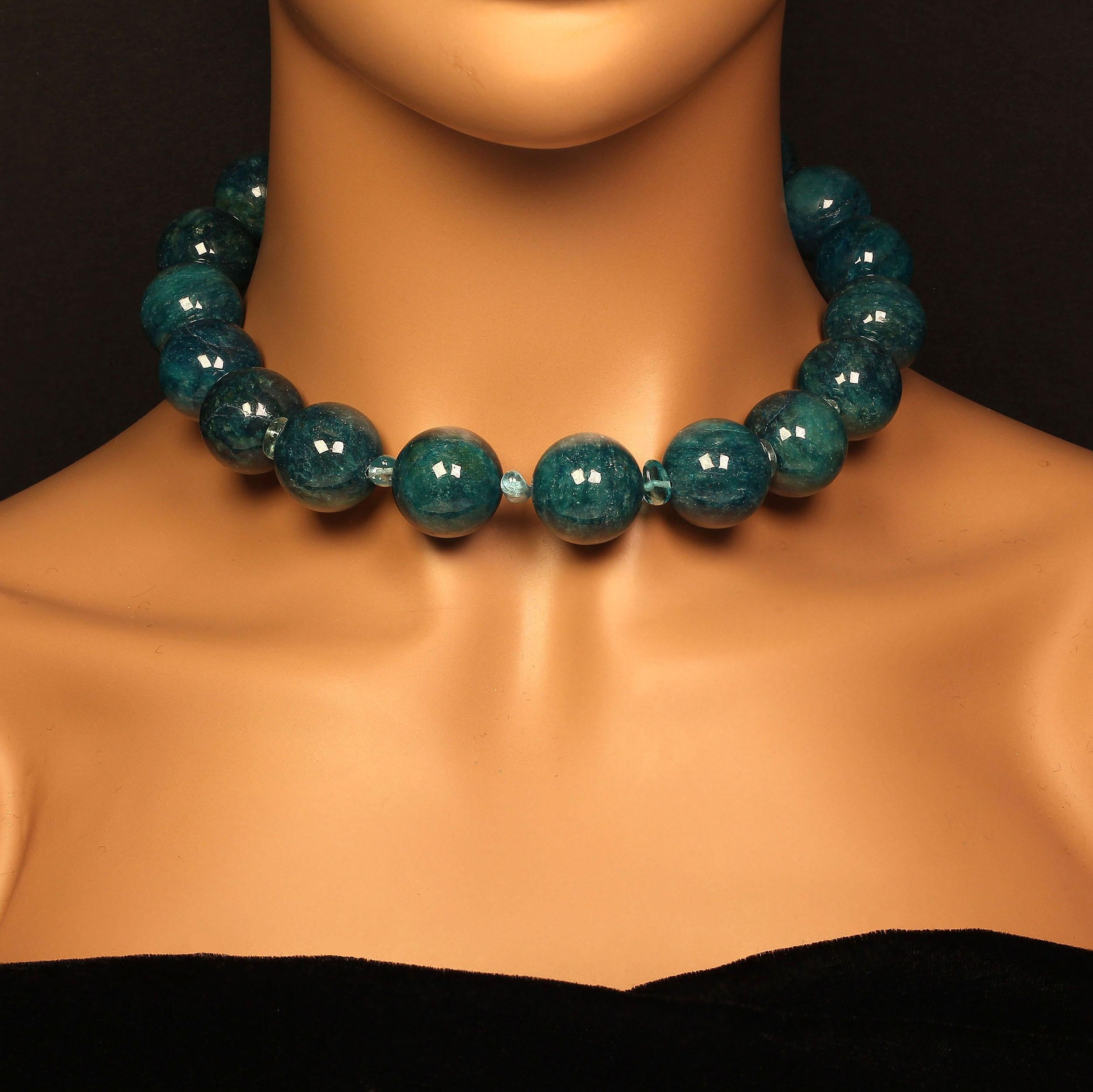 Women's or Men's Gemjunky Statement Teal Color Apatite and Apatite Necklace