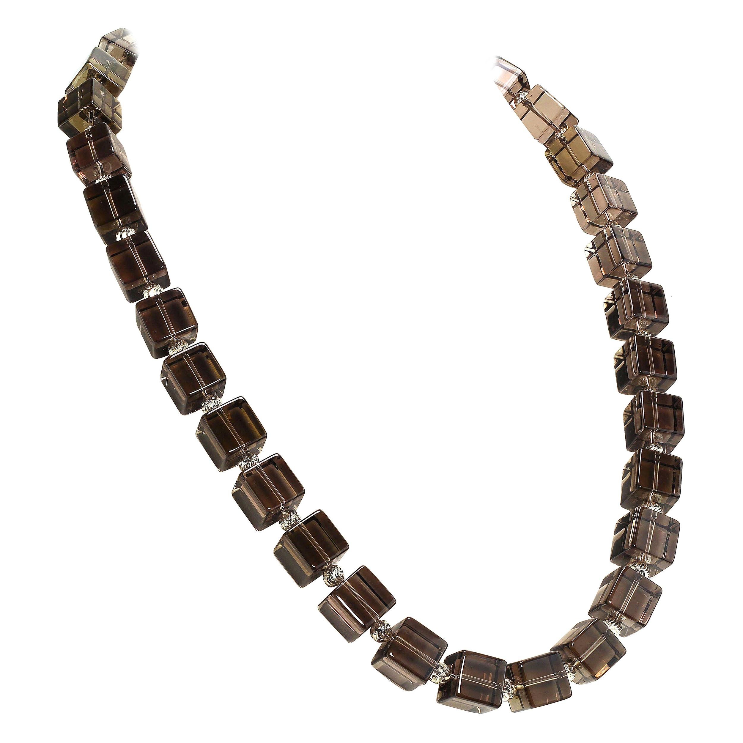 Stunning Smoky Quartz Cube Necklace