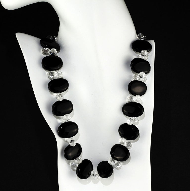 Stunningly Elegant Black Onyx And Quartz Crystal Necklace For Sale At 1stdibs