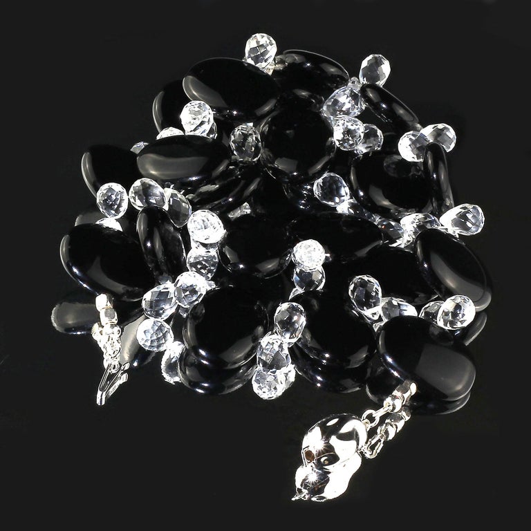 Stunningly Elegant Black Onyx And Quartz Crystal Necklace For Sale At 1stdibs