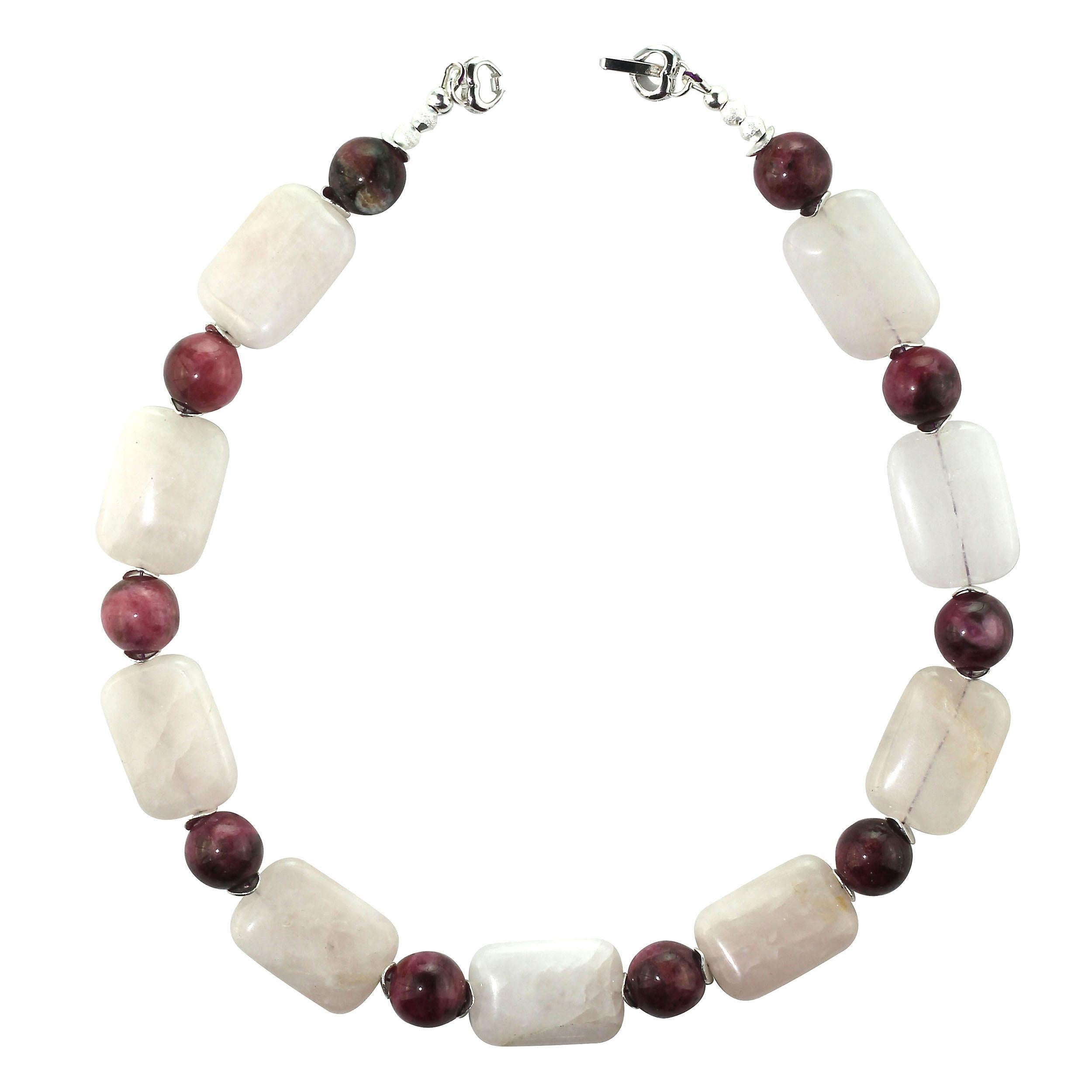 Artisan AJD Rose Quartz and Rhodonite Choker Necklace  Great Gift!! For Sale