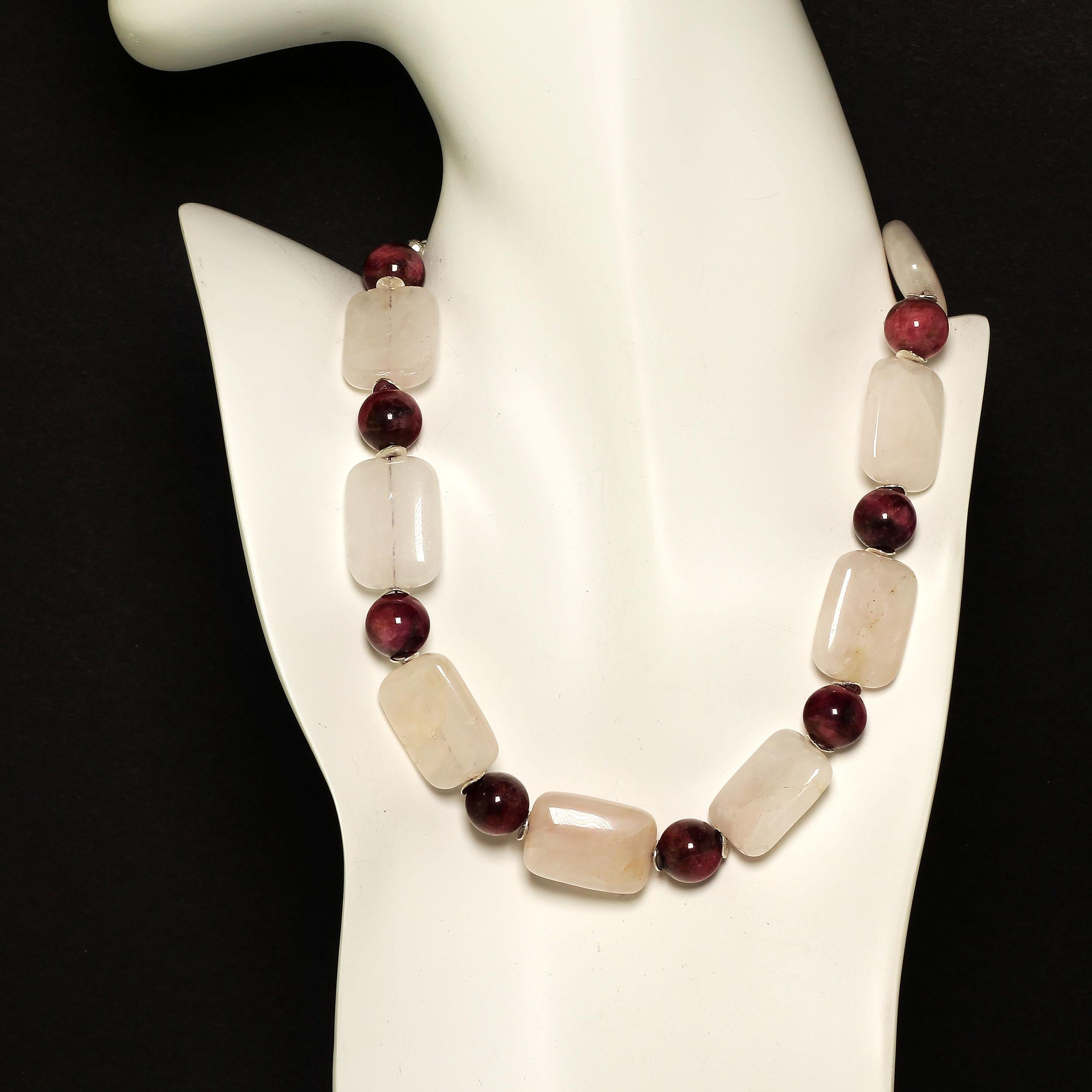 Bead AJD Rose Quartz and Rhodonite Choker Necklace  Great Gift!! For Sale