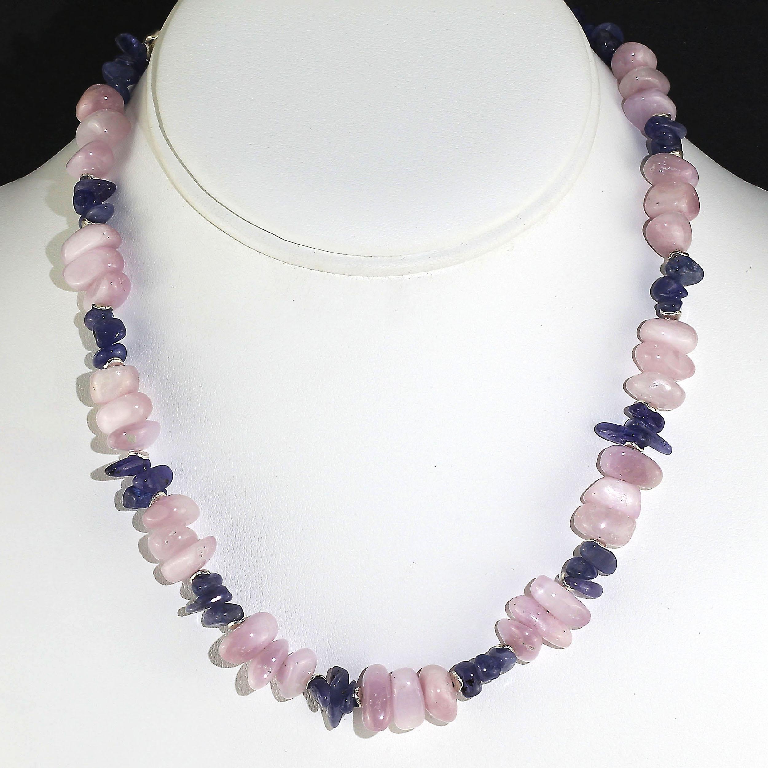 AJD  17 Inch Summertime Unique and Fascinating Kunzite and Tanzanite Necklace In New Condition For Sale In Raleigh, NC