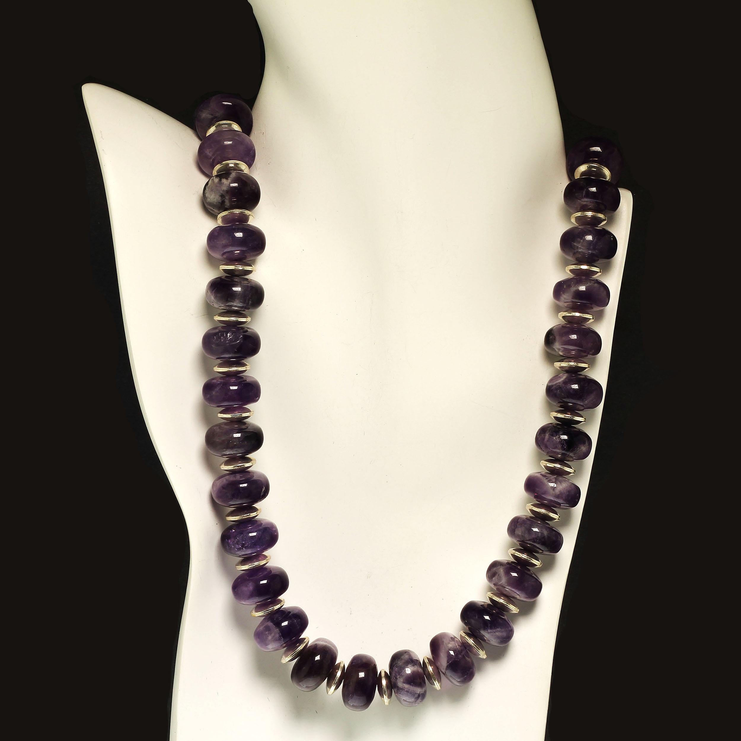 Bead AJD Translucent Rondelles of Amethyst Necklace February Birthstone