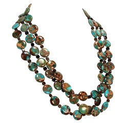 AJD Triple Strand Desert Jasper and Smoky Quartz Necklace