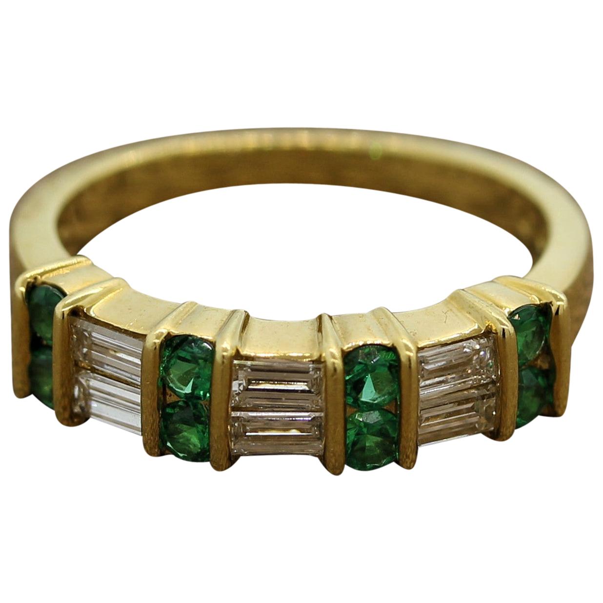 Gemlok Diamant-Smaragd-Goldbandring