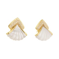 Gemlok Orecchini a clip in oro con pavé di diamanti e madreperla