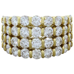 Gemlok Four-Row Diamond Gold Band Ring