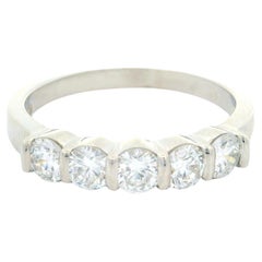 Gemlok Platinum 1.25ctw 5 Diamond Channel Bar Set Wedding Band Ring