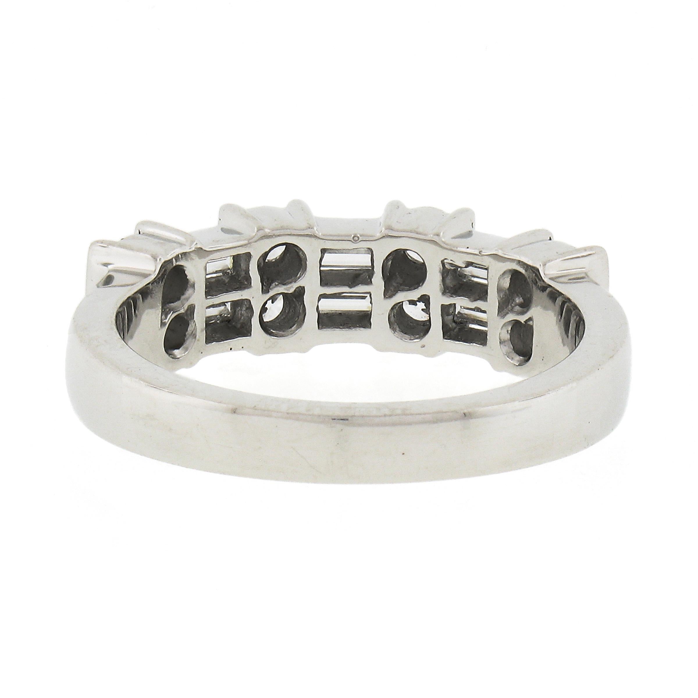 Gemlok Platin Abwechselnd Bar Set Rund & Baguette Diamant Hochzeit Band Ring 2