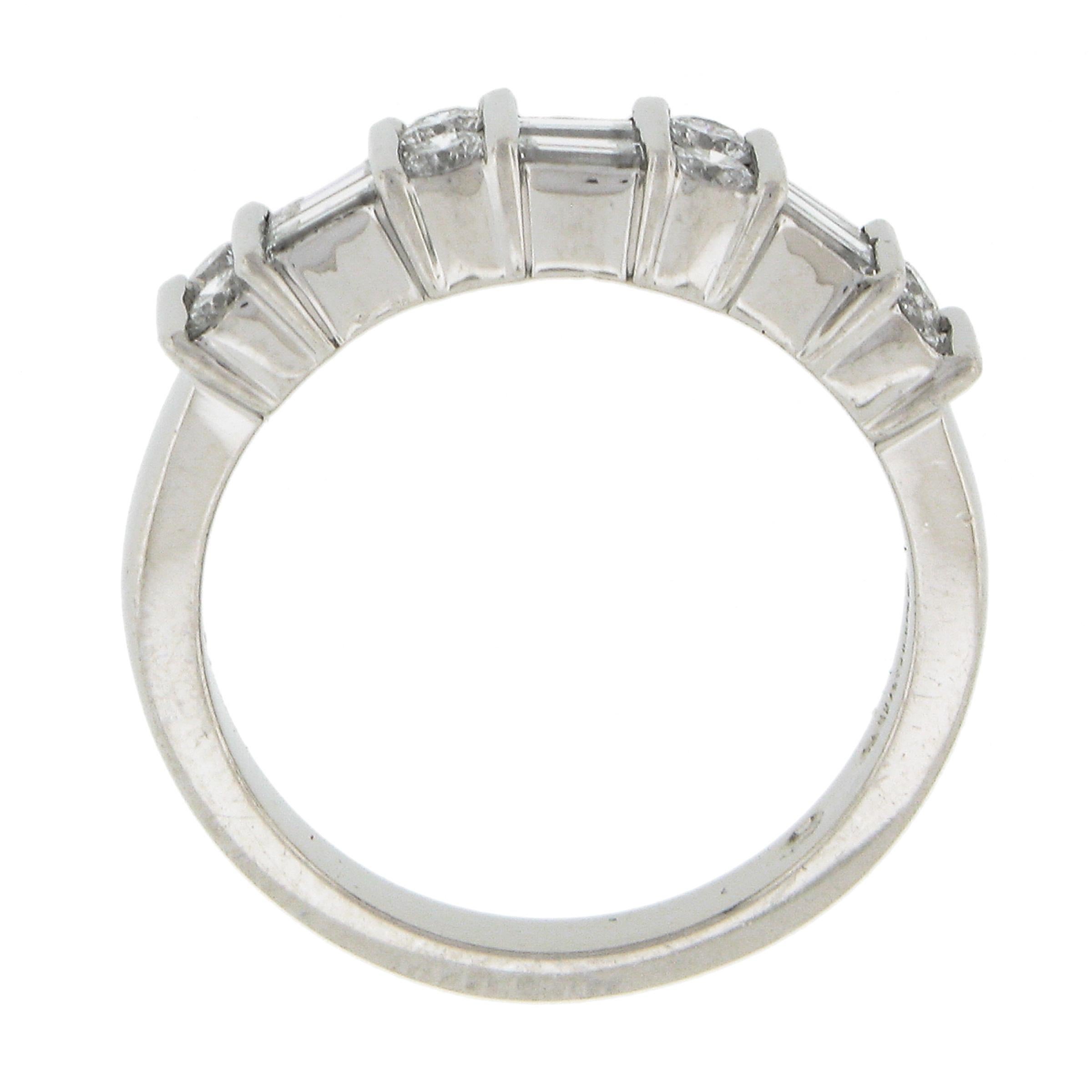 Gemlok Platin Abwechselnd Bar Set Rund & Baguette Diamant Hochzeit Band Ring 3