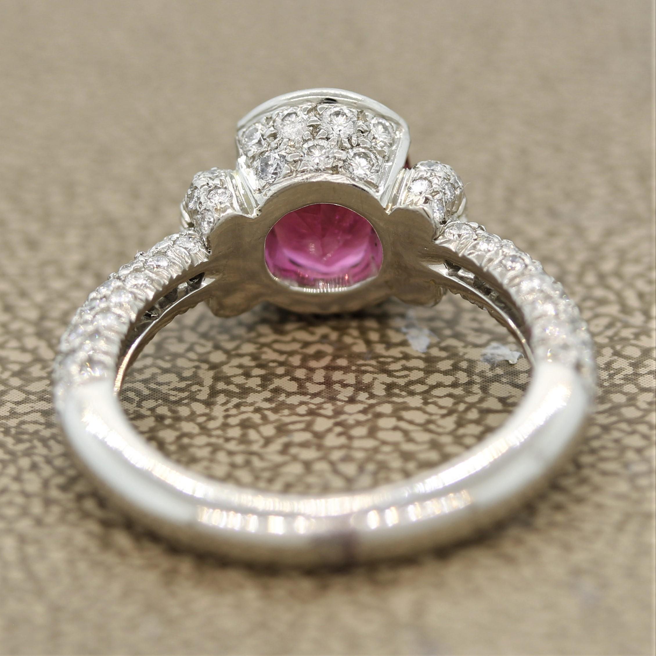 Anello Gemlok con tormalina rubellite e diamante in platino In condizioni Nuovo in vendita a Beverly Hills, CA
